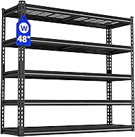 VDEVY 48" 5-Tier Heavy Duty Garage Shelving - 3030LBS Capacity Adjustable Metal Storage Unit 48x72x24 for Garage Basement Warehouse