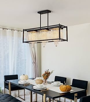 MEIXISUE Modern K9 Crystal Chandeliers RGB LED Rectange