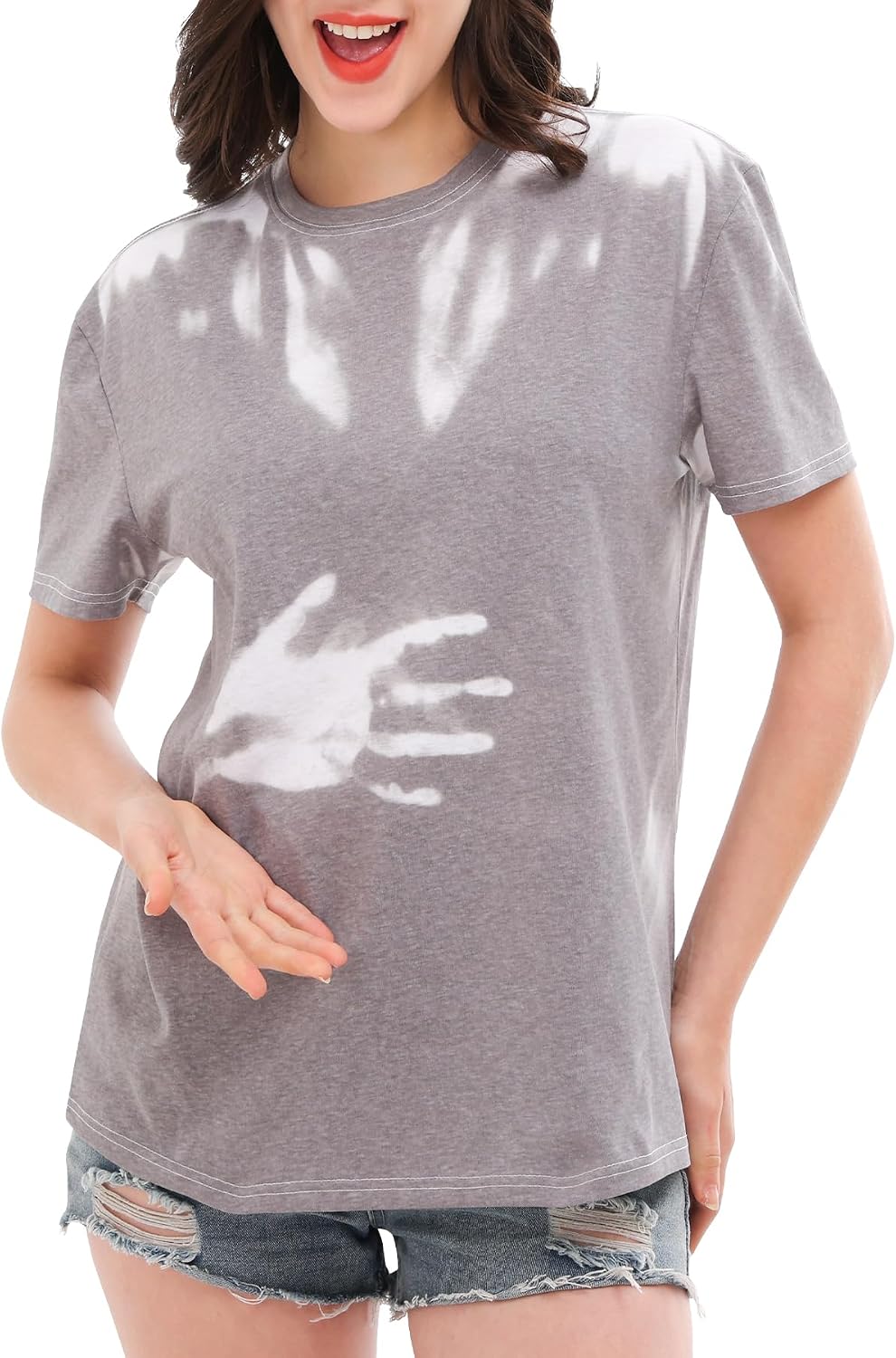 Unisex Adult Color Changing Short Sleeve T-Shirts Men and Women Heat Reactive Novelty Top Tees