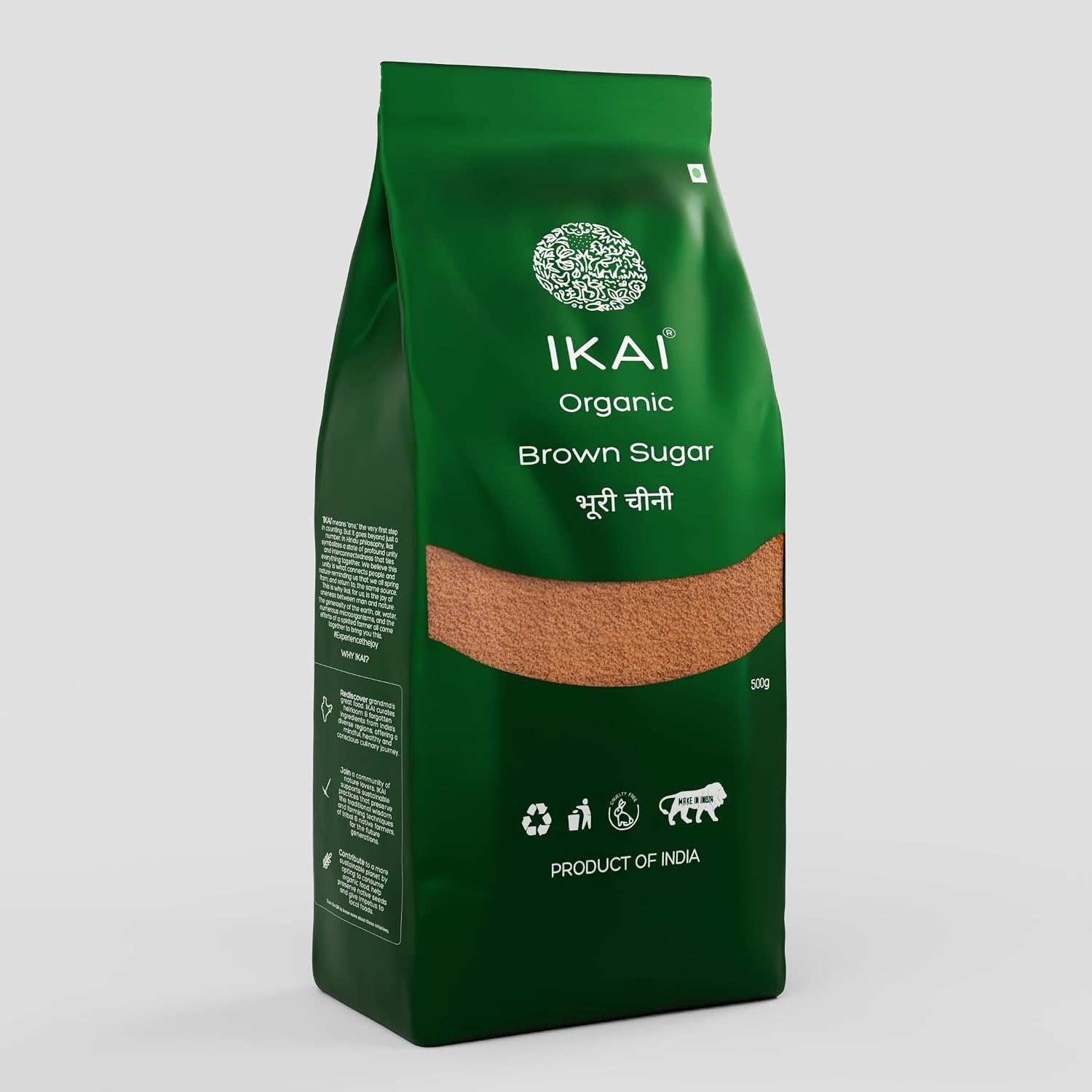 IKAI Organic Natural Jaggery Cubes (Single Packet) + Organic Brown Sugar (Single Pack) | 500gm Each | (Combo Pack)