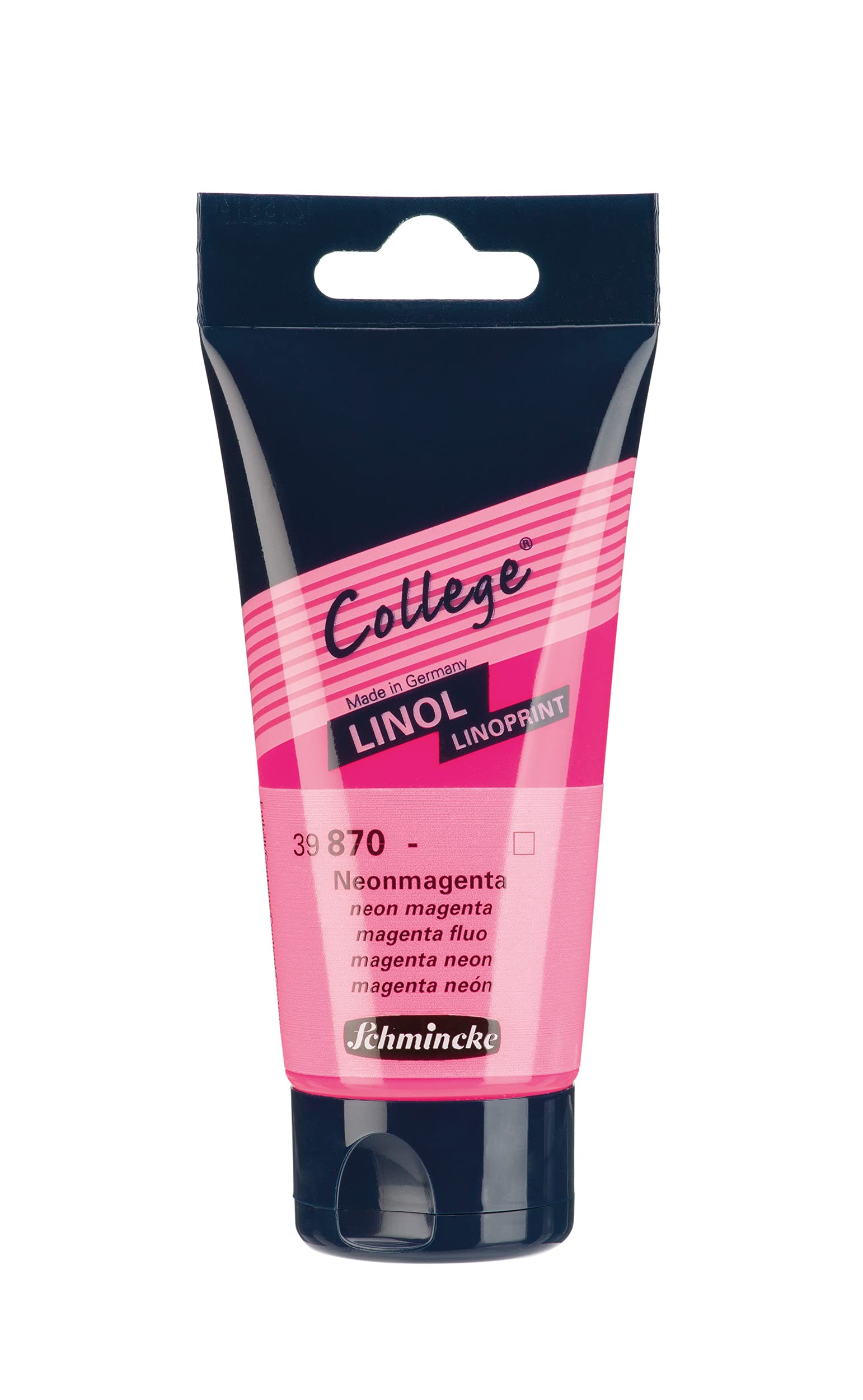 Schmincke - College® Linol, artists' lino printing inks, neon magenta in 75 ml tube, 39870013, low-odour water-based lino printing ink, lightfast, even print