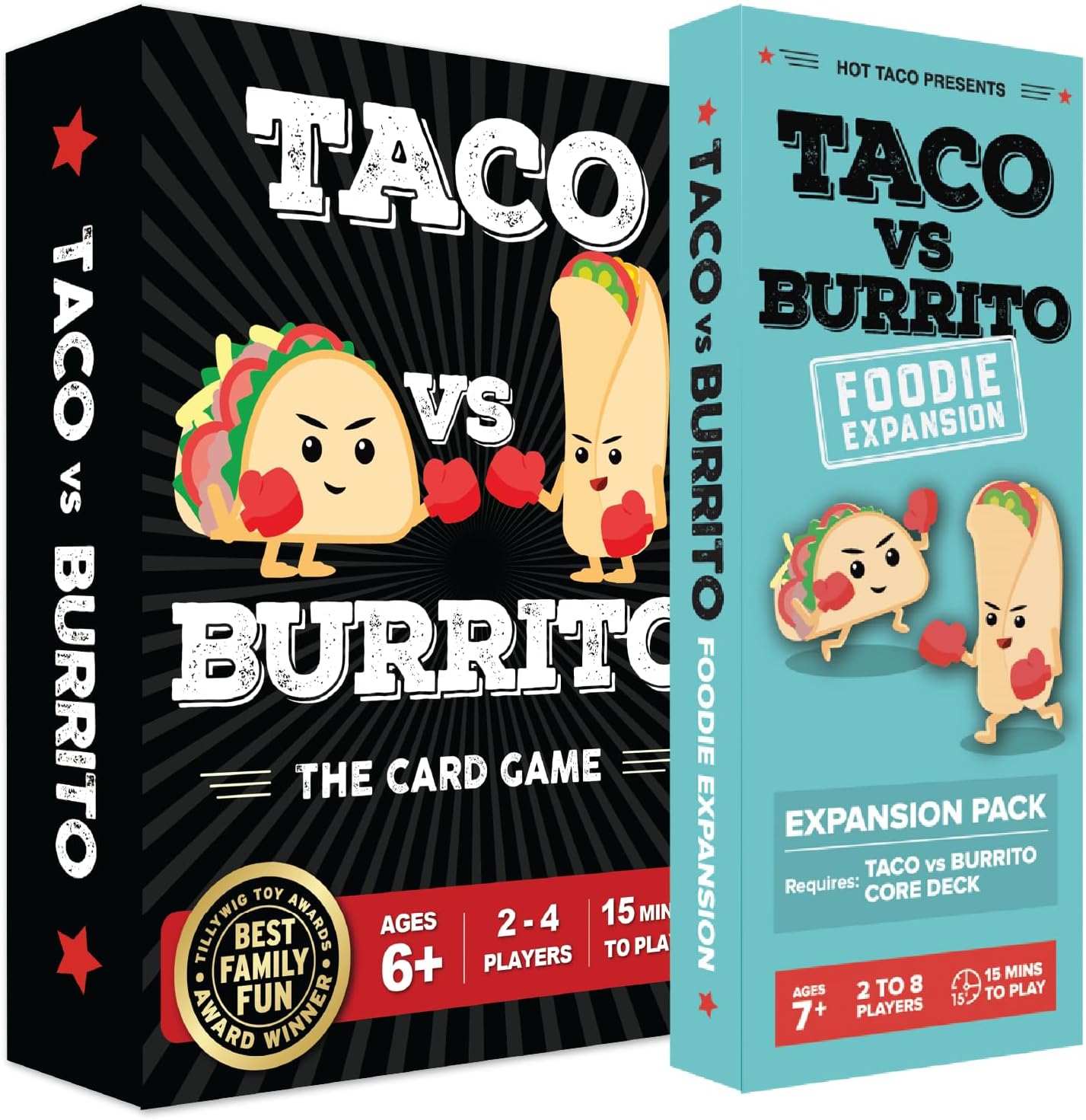 Taco vs Burrito + Foodie Expansion Bundle - The Wildly Popular Surprisingly Strategic Card Game - Perfect Party Game for Kids, Teens, and Adults - 2-8 PlayersClimatePartner certified