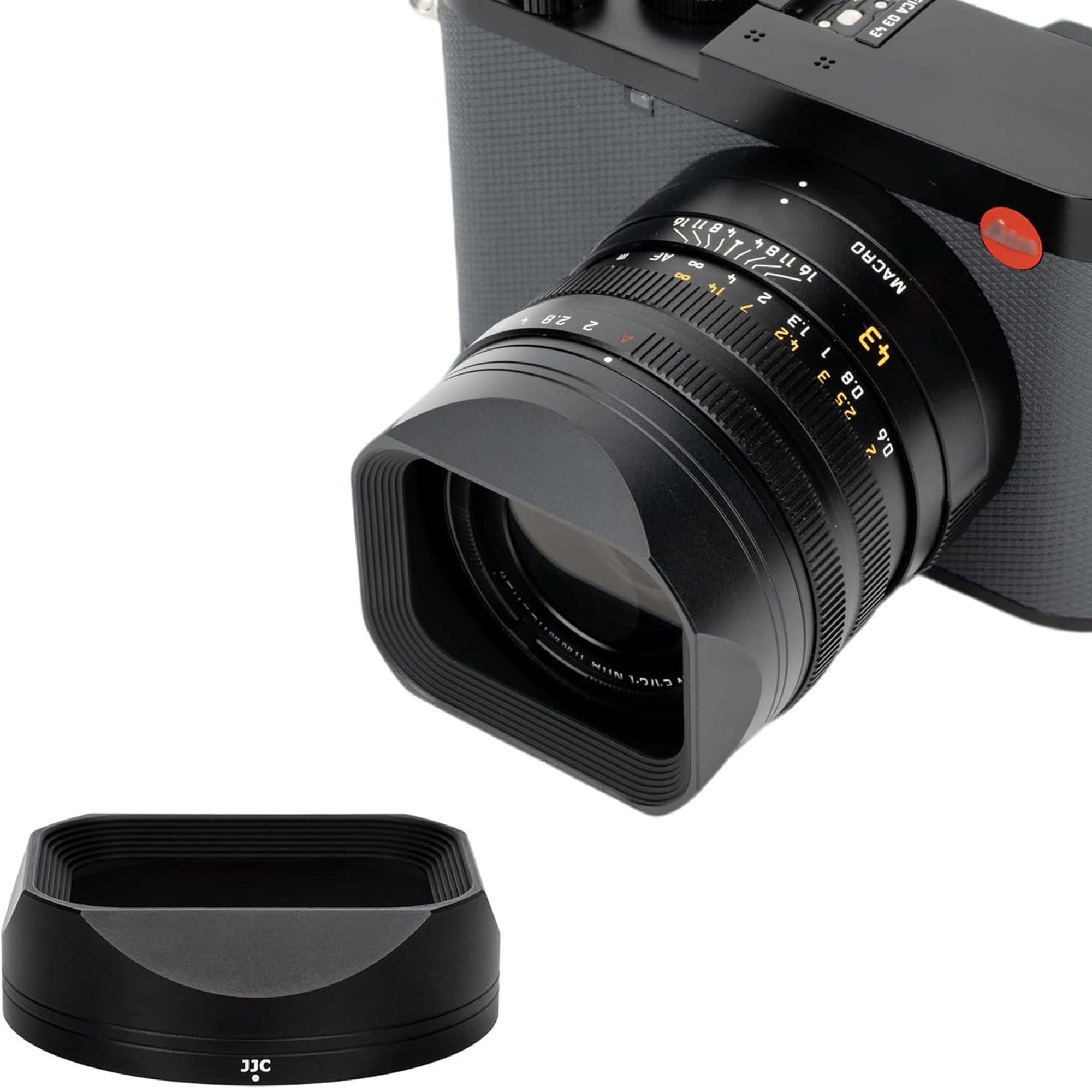 JJC Paraluce Quadrato in Metallo per Leica Q3 43, Q3, Q2 Design Ottimizzato Senza Vignettatura, Compatibile con Filtri Spessi 8mm e Modalità Macro, Adattabile al Tappo Obiettivo Originale