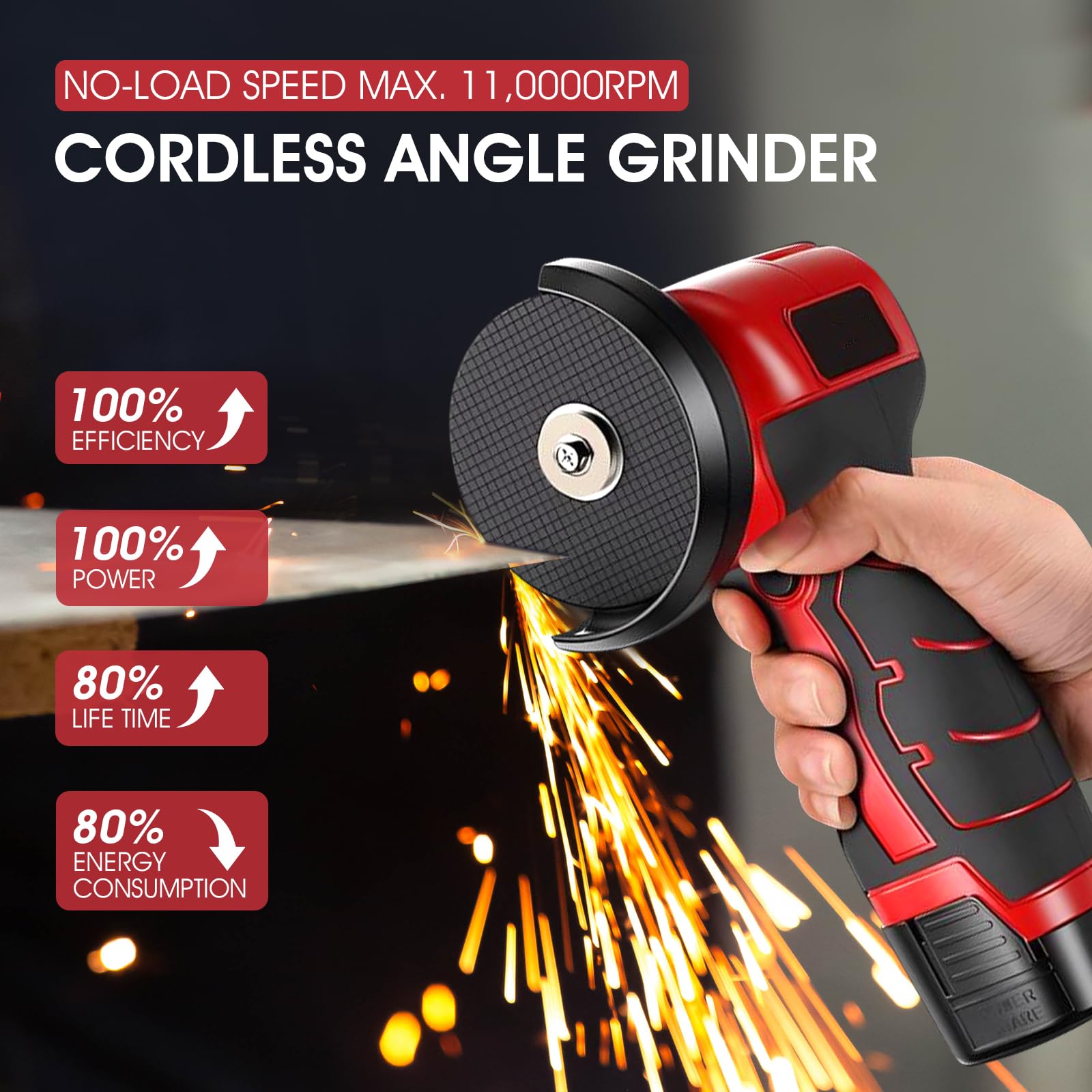 Mini amoladora 76mm 16.8V 6000mAh batería sin escobillas