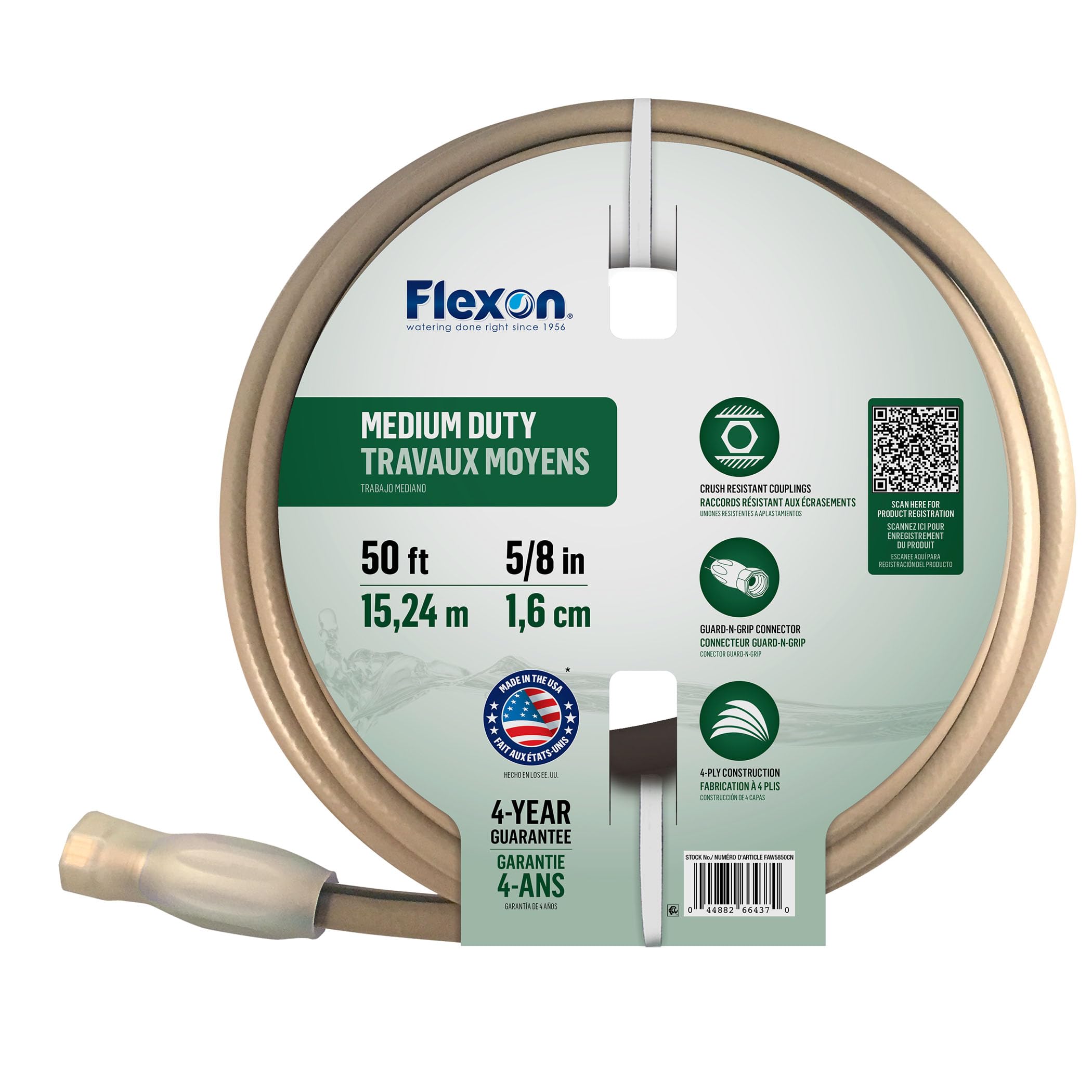 All Weather Medium Duty Garden Hose by Flexon – 50ft, Vinyl, Copper, Model FAW5850