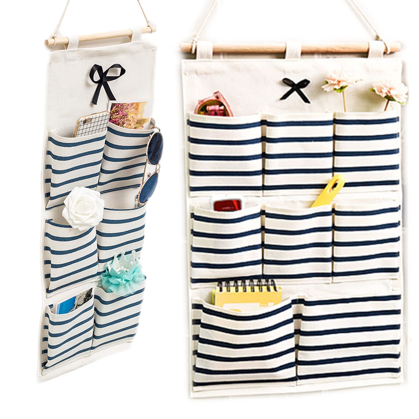 Hosh 2 Piezas Soporte Organizador Colgante, Bolsa para Utensilios Colgantes, Bolsa de Almacenamiento Colgante, para Uso en Dormitorio, Sala Estar, Oficina, Cocina, Baño (Azul)