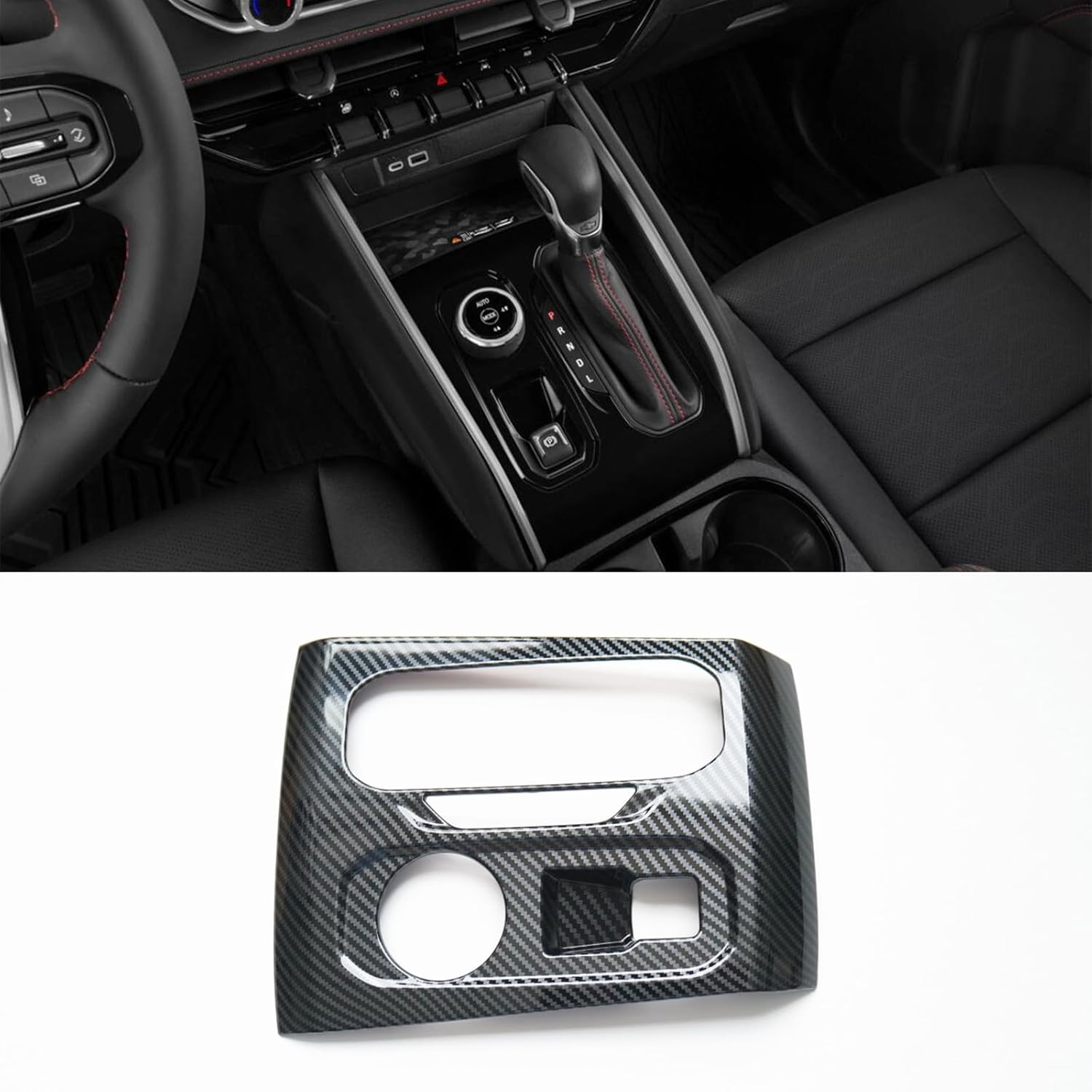 Carbon Fiber Style Center Console Panel Central Control Gear Shift Cover Fit for GMC Canyon Chevrolet Colorado 2024 2025 (Carbon Fiber Style)