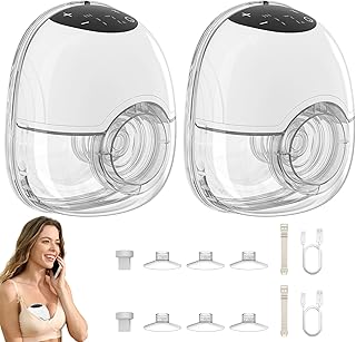 2 Stück Milchpumpe Elektrisch, 4 Modi und 12 Stufen Handsfree Milchpumpen, Tragbar Elektrische Milchpumpe Schmerzlos Starke Absaugung Geräuscharm Leckage Verhindern mit 17/19/21MM Flansche