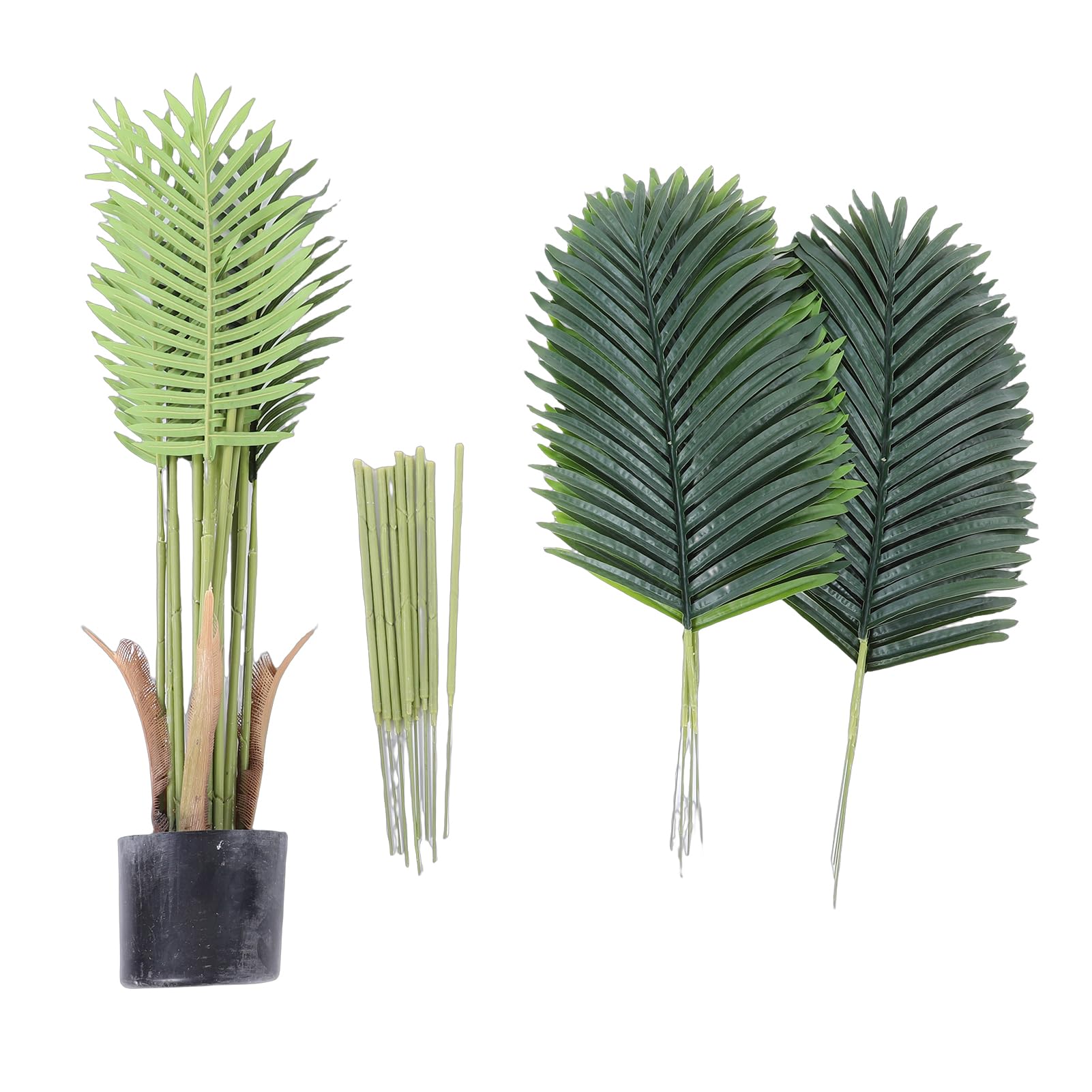 Goshyda Pianta Tropicale Finta Artificiale Decorativa di Palma per Ufficio Domestico, Foglie Realistiche, Rami Regolabili, Base Robusta, Decorazione Ideale per Interni per gli Amanti della Natura