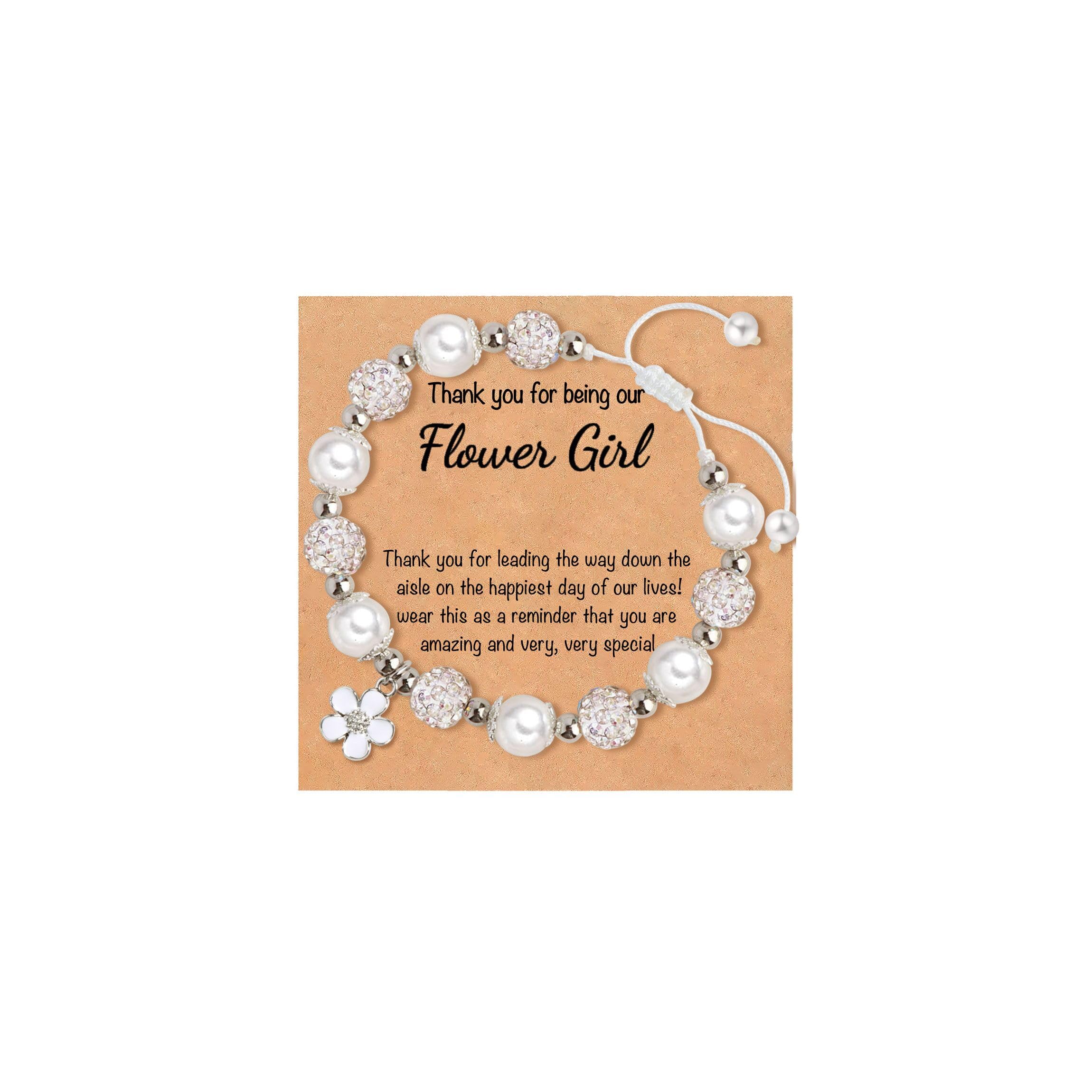 SKIRIFLA Flower Girl Proposal Bracelet,Thank You for Being Our Flower Girl Bridesmaid Wedding Gifts With Jewelry Box