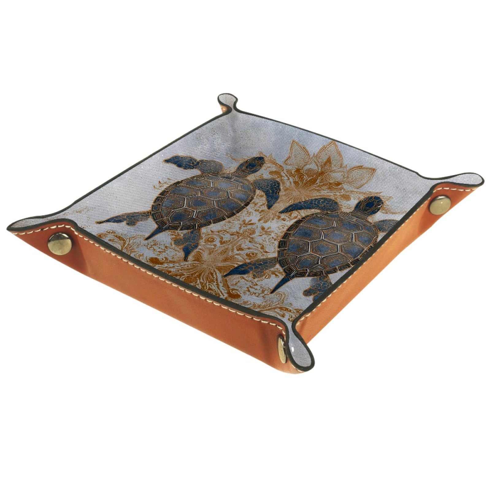VAPOKF Turtle Dice Trays Quadrilateral Dice Folding Tray Microfiber Leather Holder for Table Games RPG DND, 20.5 × 20.5 cm