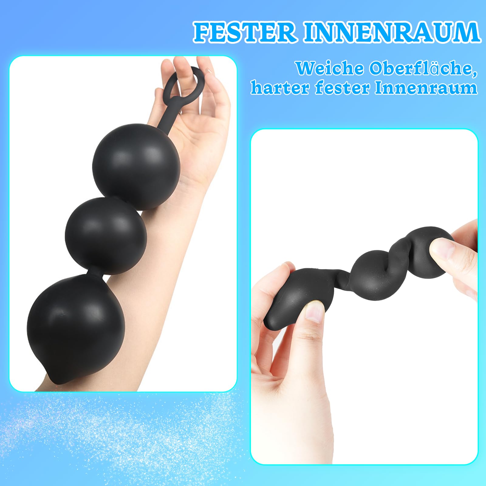 AMAZBEE Silicone Pull Bead Butt Plug con 3 perline Plug anale gonfiabile con anello del cazzo Giocattoli del sesso per adulti per il gioco anale esteso