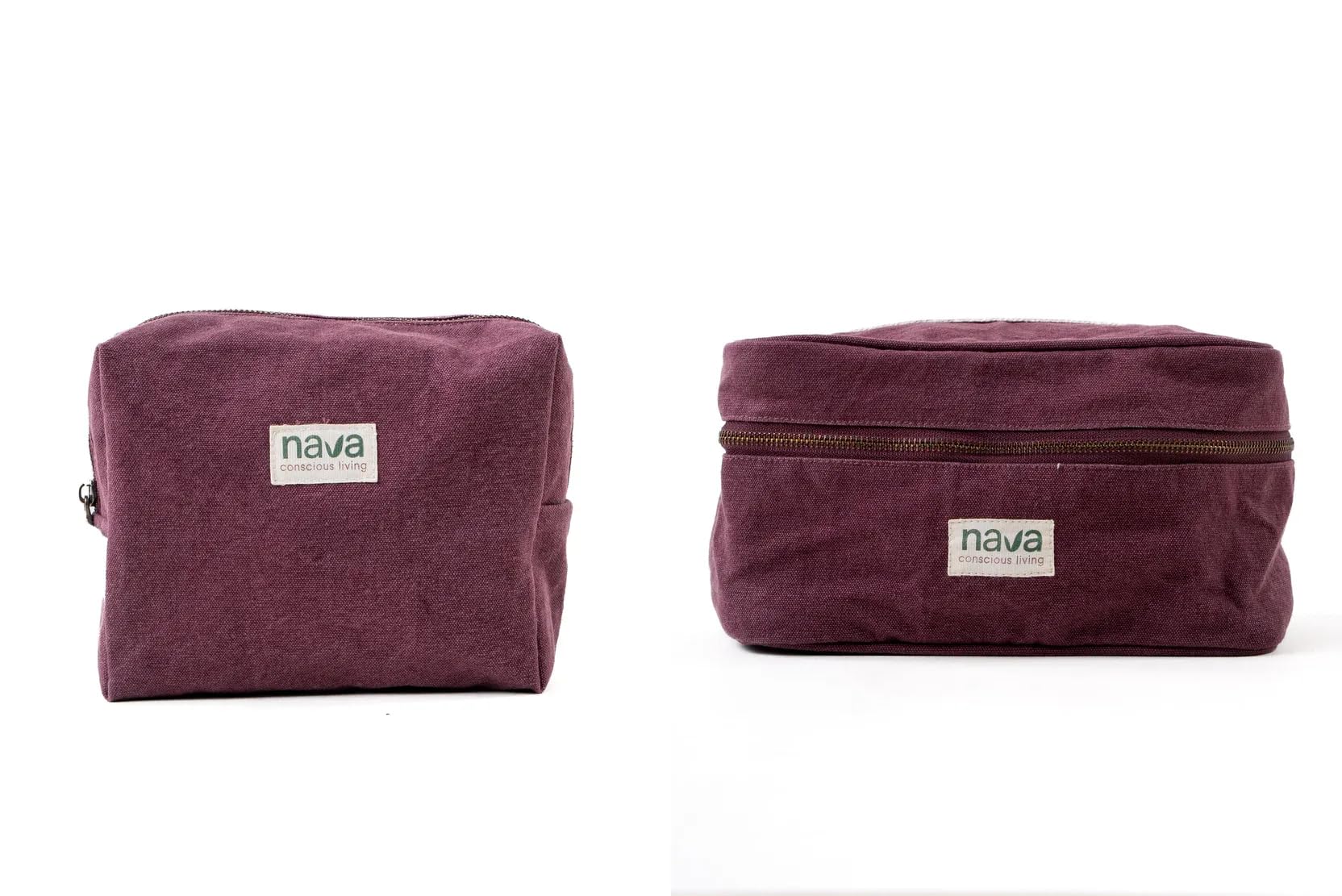 Combo Pack of 2, Travel Toiletry Pouch and Glow Vanity Pouch with Zip Closure and Organized Storage, Soft Cotton Fabric, Mulberry Burgundy-image-45