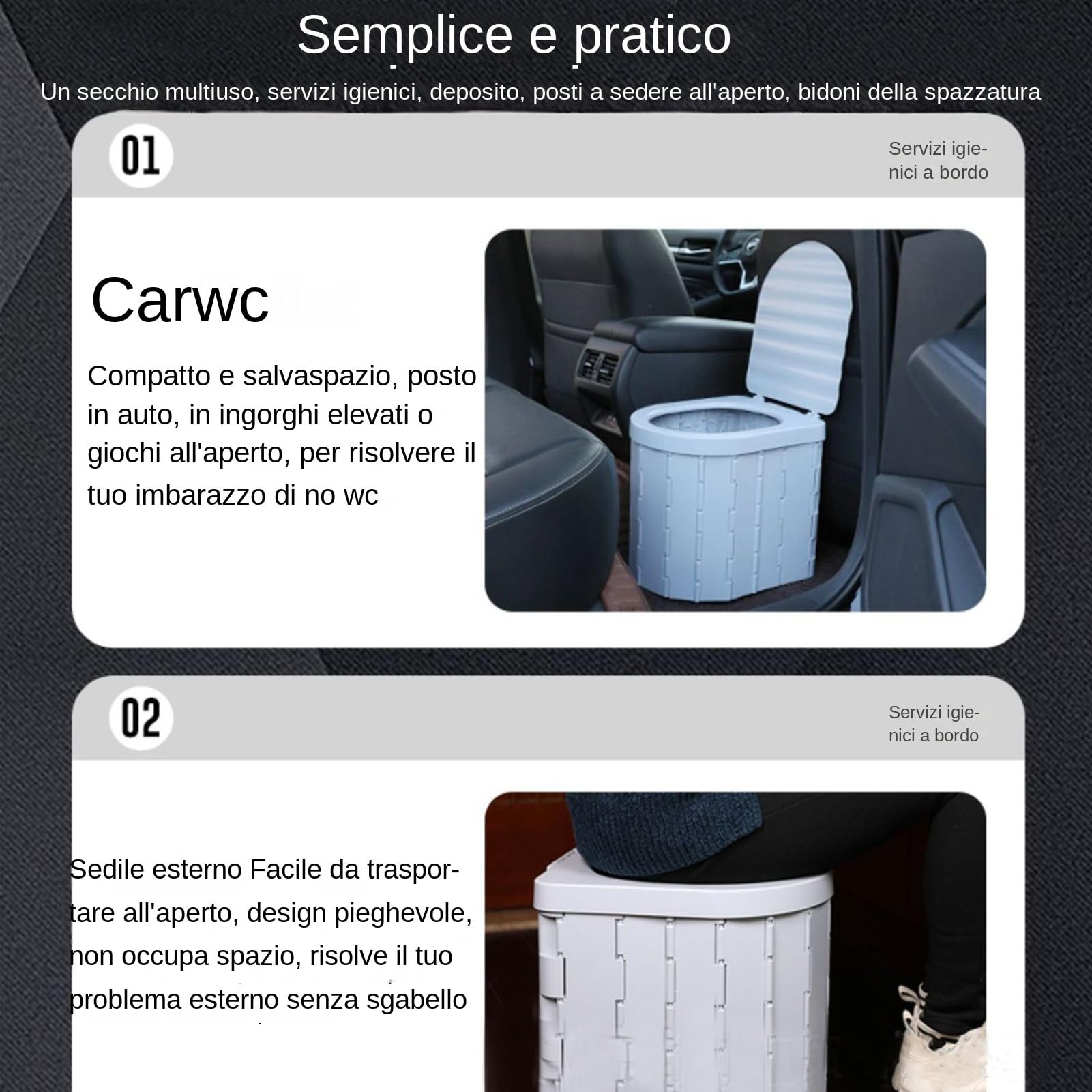 Orinal de viaje, orinal de camping para adultos, asiento de inodoro | plegable de viaje con tapa | asiento de inodoro orinal, 15 bolsas de basura y bolsa de almacenamiento, accesorios de baño al