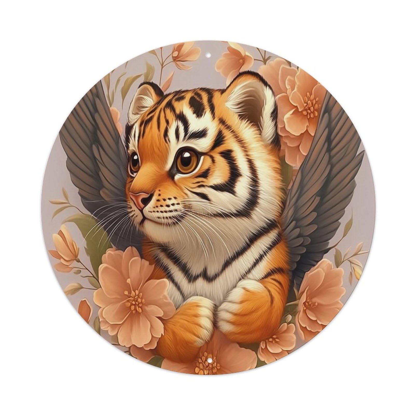 Animal Artwork The Winged Tiger Vintage Metal Tin Sign Plaque Wall Decor for Cafe, Club Bar, Office, Garden Metal Poster 8x8Inch