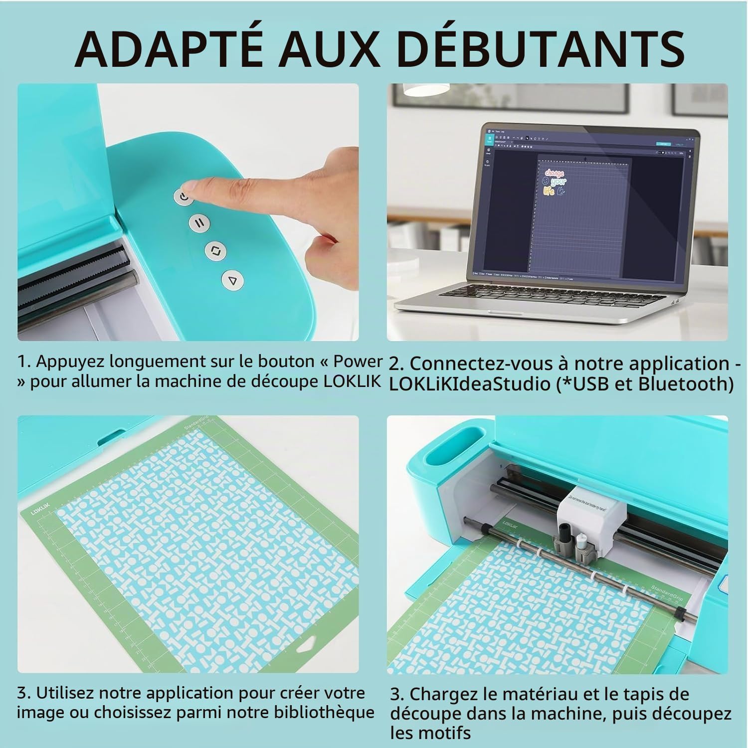 LOKLiK Crafter Machine de Découpe de Vinyle pour Loisirs Créatifs Découpe de Papier, Carton, Vinyle, Tissus et Thermocollants Idéal pour Scrapbooking, Personnalisation de T-shirts, et Projets DIY