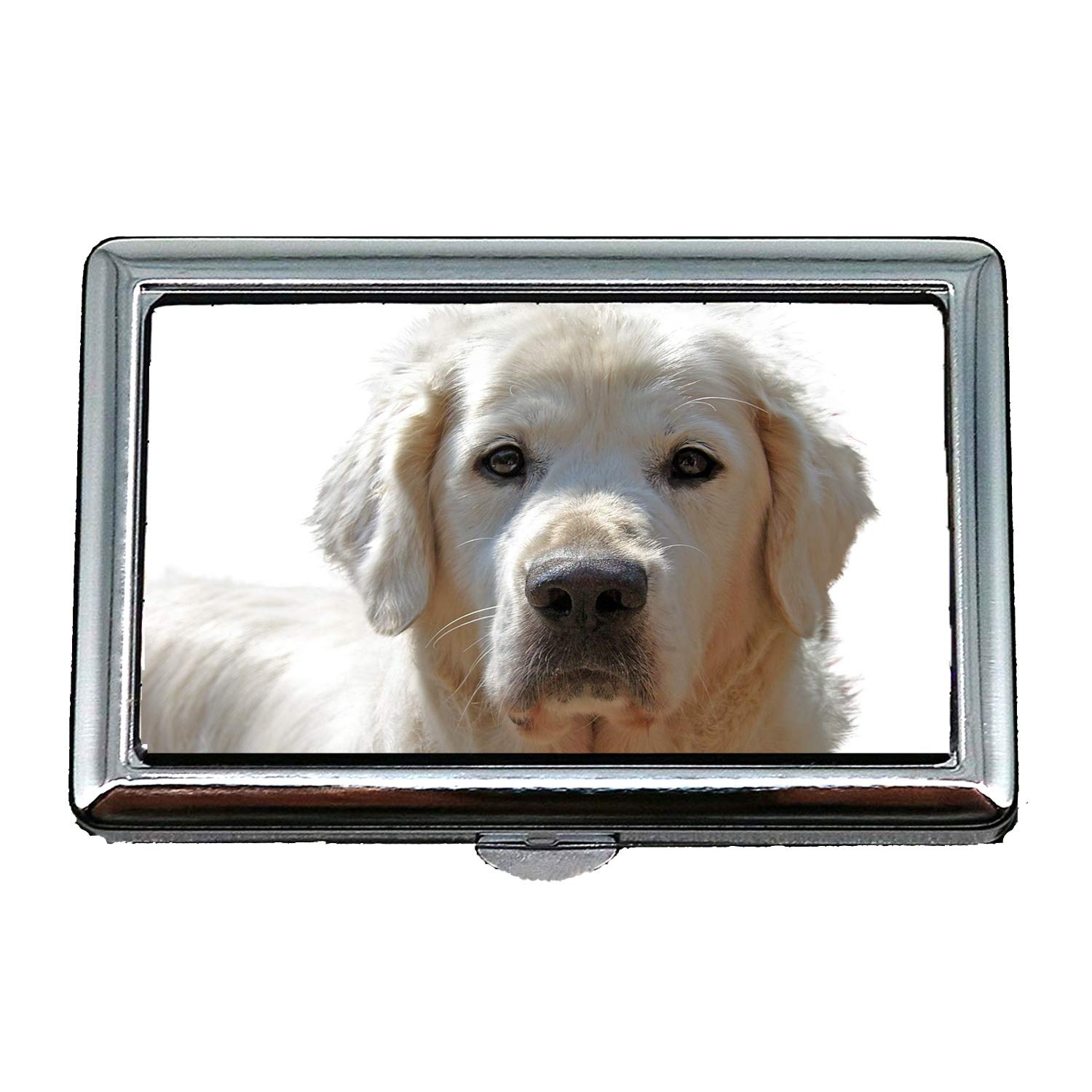 Yanteng Cigarette Case/Box,Golden Retriever Isolated Dog Pet Animal Portrait,Business Card Holder Business Card Case Stainless โ image 1