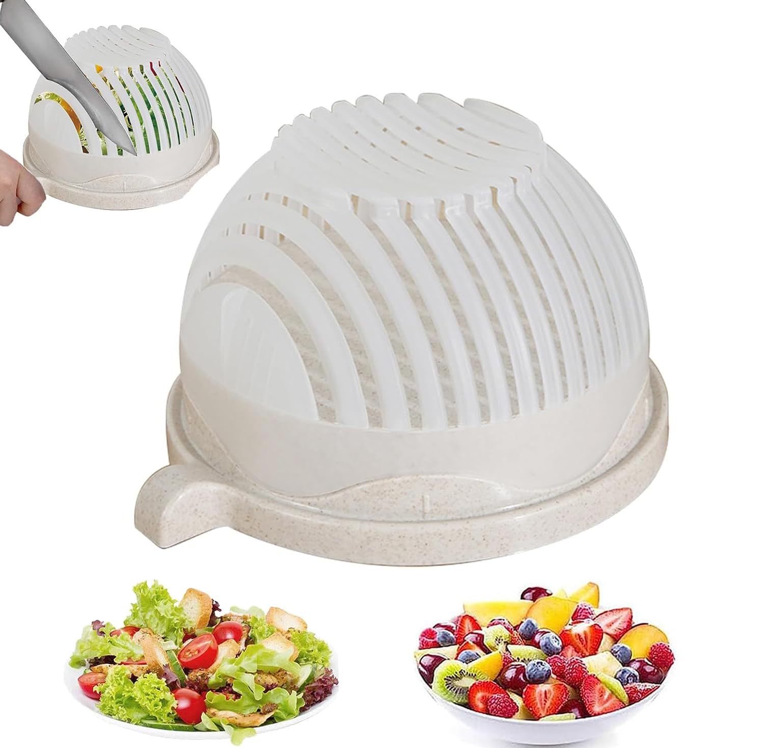 Snap Salad Cutter Bowl 5 in 1 Multifunctional Quick Fresh Salad Slicing Bowl Safe and Effective Salad Cutter Bowl Veggie Choppers and Dicers Safe and Non-Toxic Kitchen Accessories for Healthy Cooking
