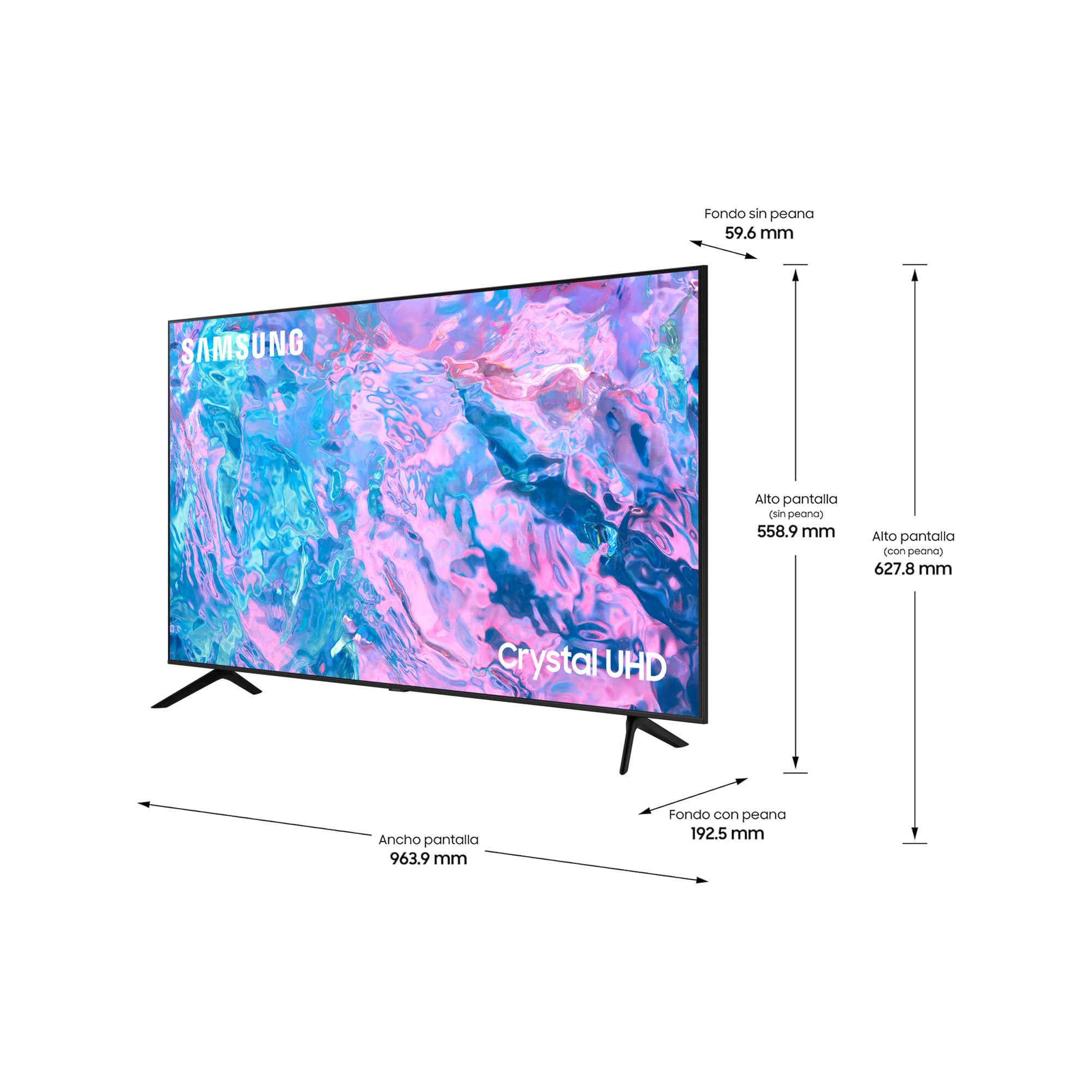 SAMSUNG TV Crystal UHD 2023 43CU7105 - Smart TV de 43", Procesador Crystal UHD, Gaming Hub, Q-Symphony, Diseño AirSlim y Contrast Enhancer con HDR10+