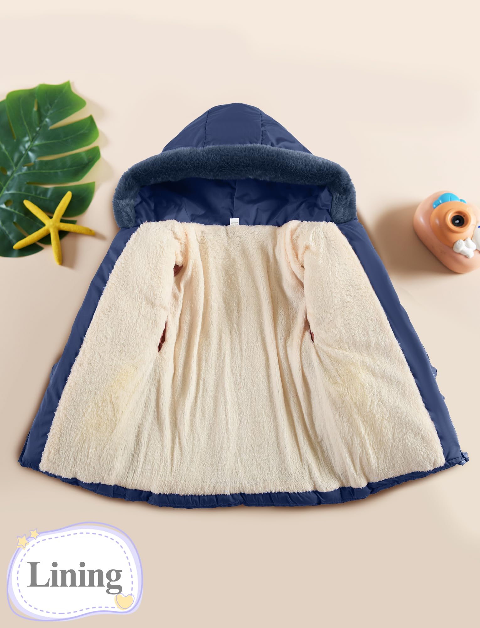 Happy Cherry - Chaqueta Invierno Niña Bebé con Forro Polar Abrigo Acolchado Cálido con Capucha Niños Niñas Infantil Ropa Gruesa Caliente para Nieve Al Aire Libre - 1-5 Años