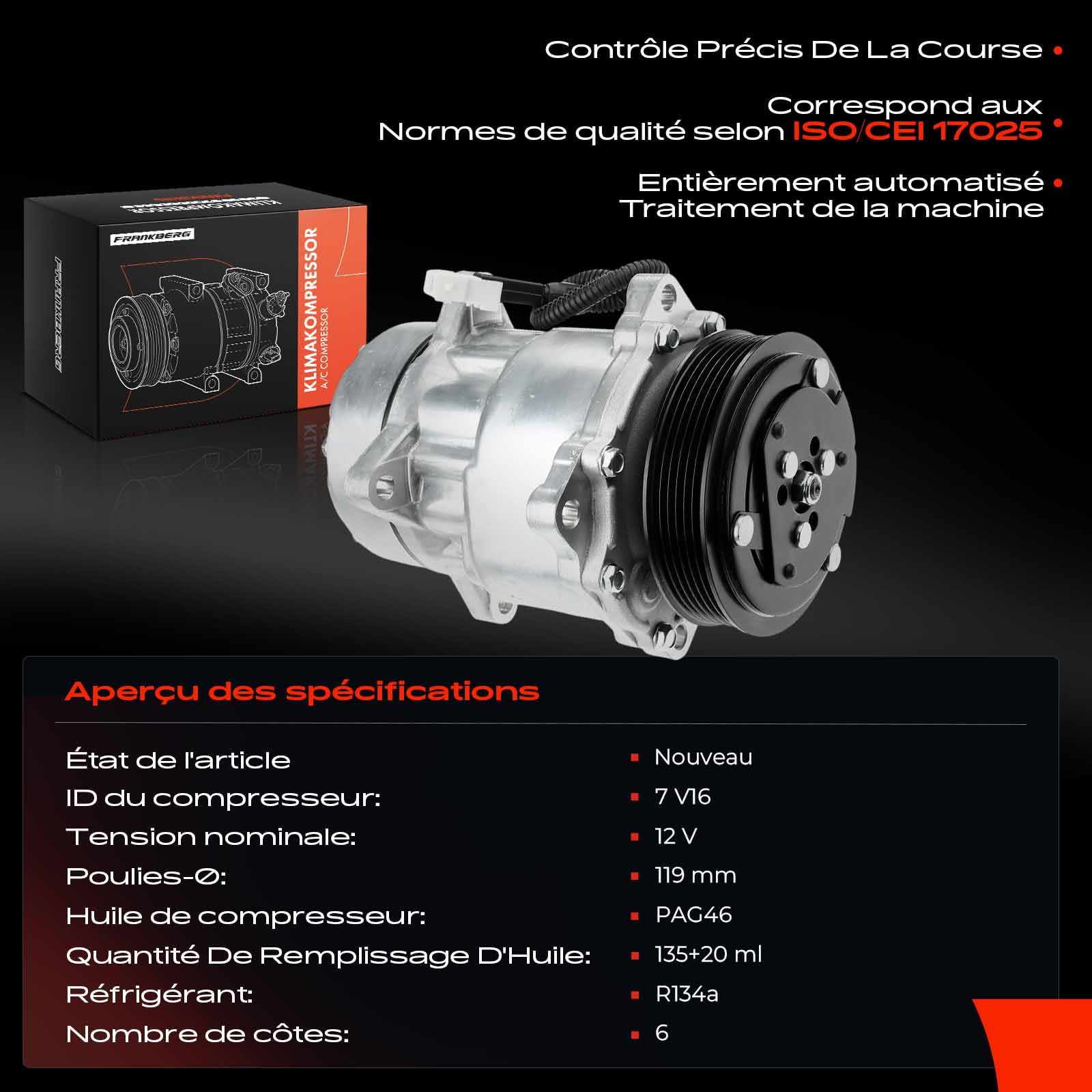 Frankberg Compresseur de climatisation de voiture avec embrayage Compatible avec Berlingo/Berlingo First M GFK GJK MF 306 7B N3 N5 7E N3 N5 7D N3 N5 7A 7C N3 N5 7 N Remplacer# 6453.EY, huile incluse