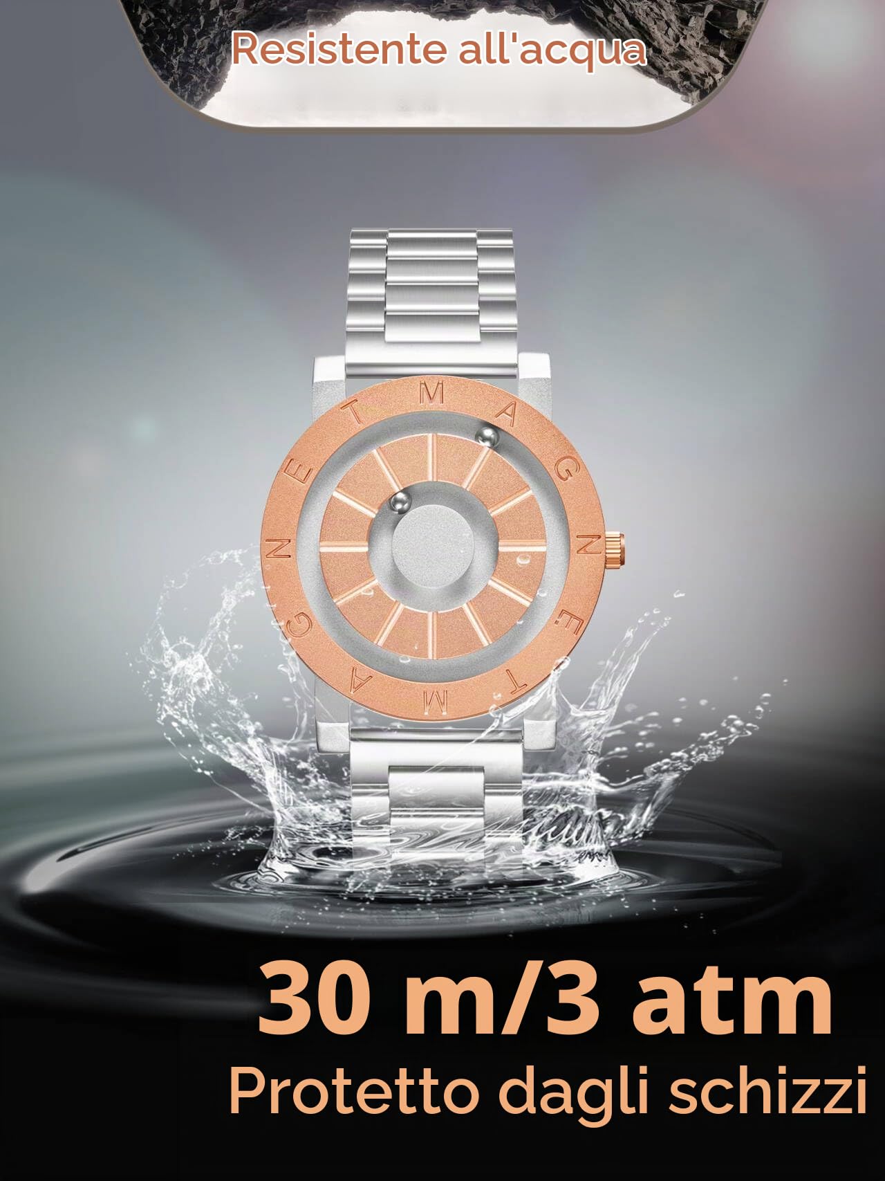 EUTOUR Orologio Uomo Magnetico Moda Semplice Nessun Vetro Cuscinetto a Sfera Quarzo Orologi da Polso da Uomo 40mm