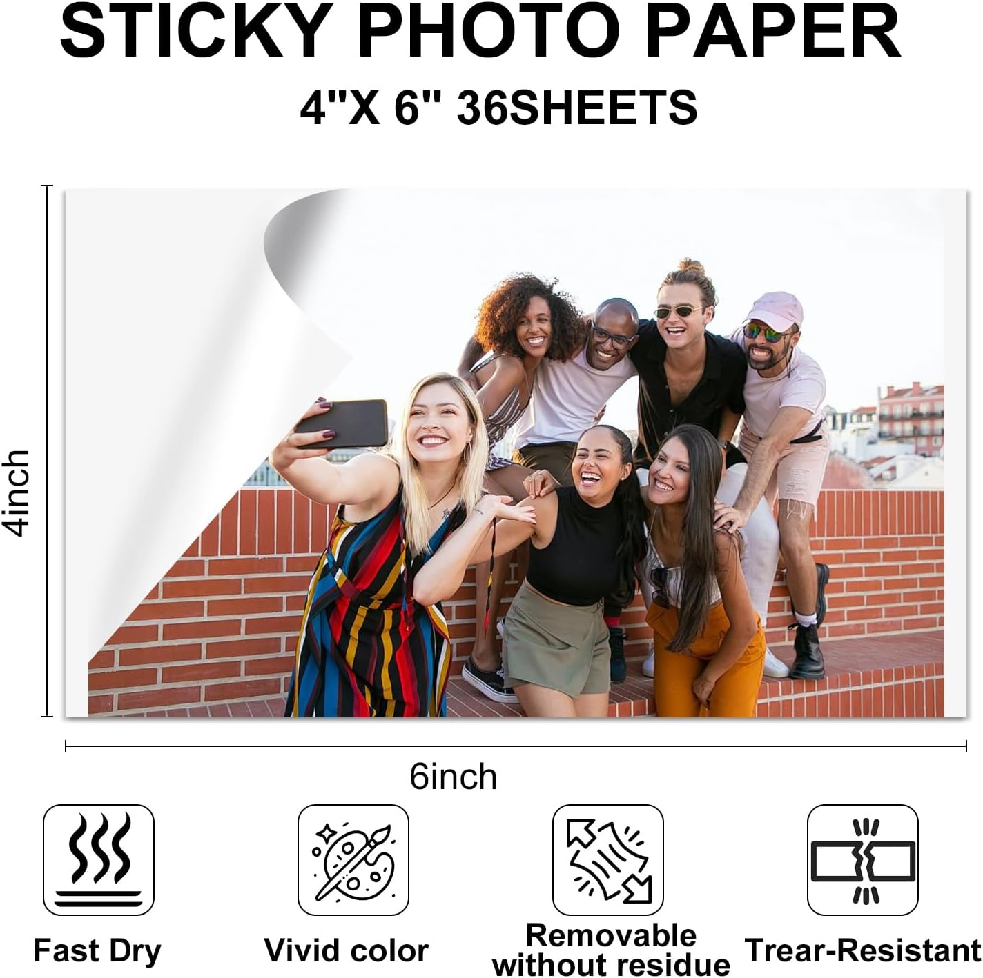 Compatible with Canon Selphy Sticker Photo Paper & Ink, KP-36IN 1 Color Ink Cassette and 36 Sheets 4 x 6 Sticker Paper Glossy(100mm x148 mm) for Selphy CP1500 CP1300 CP1200 CP1000 CP910 CP900 CP810
