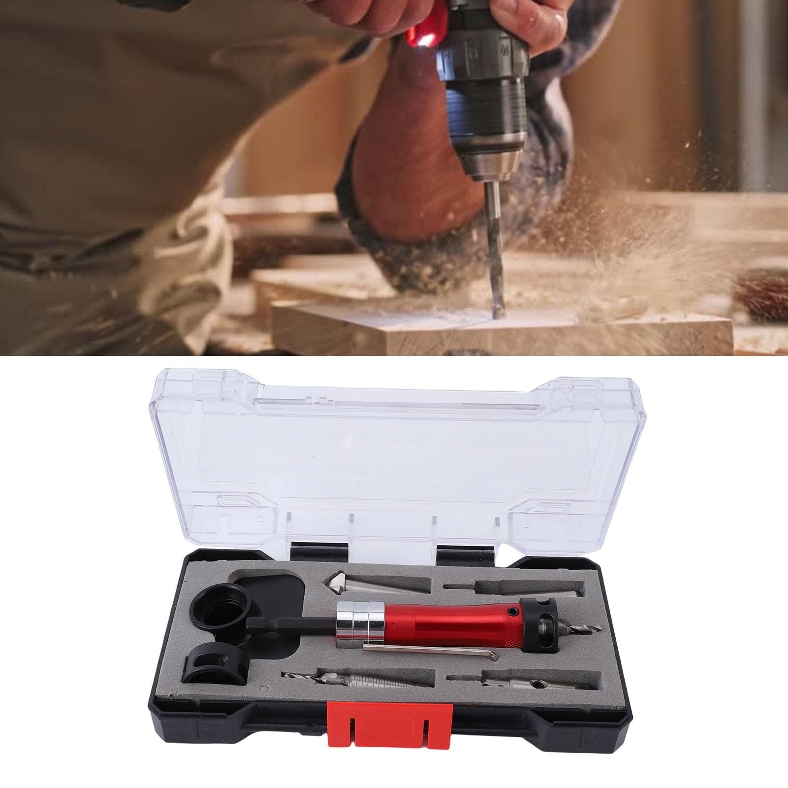 Juego de brocas avellanadoras de profundidad ajustable 3 en 1, brocas avellanadoras multifuncionales para carpintería, aleación de aluminio, brocas de acero de alta velocid