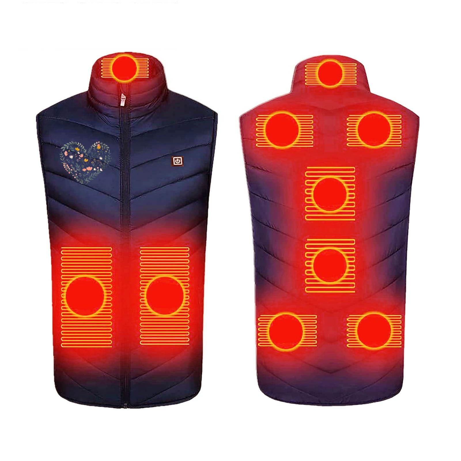 Gilet Riscaldata Uomo Donna Giacca 3 Temperatura Regolabile Cappotto Riscaldato USB Giubbotto 9 Zone di Riscaldamento Gilet Riscaldante Elettrico Giacche Riscaldate Calda Taglie Forti Abbigliamento