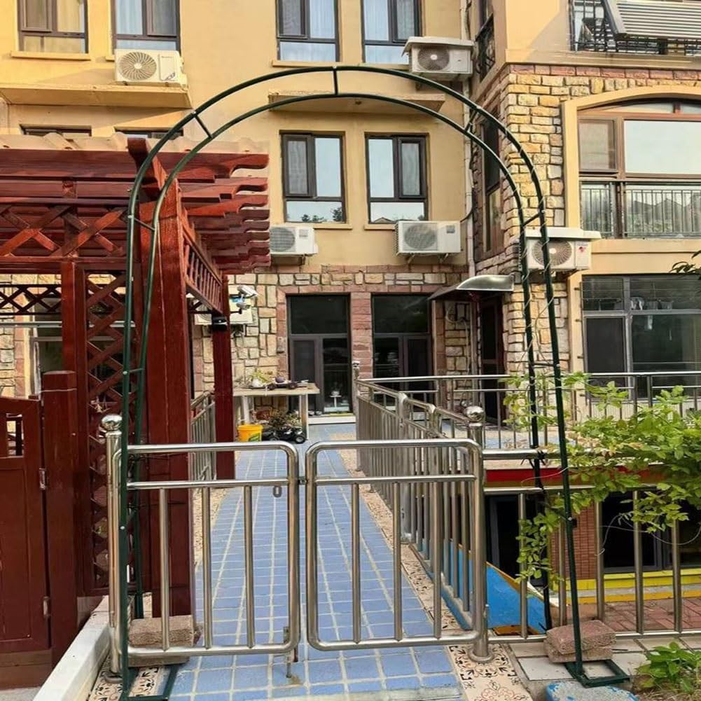 Pergola ogrodowa długa 2,3 m (7,6 stopy) metalowy łuk do pnących roślin na zewnątrz łuk ślubny na ceremonie krata na balon stojak na balony, zielony, 140 cm (55 cm)
