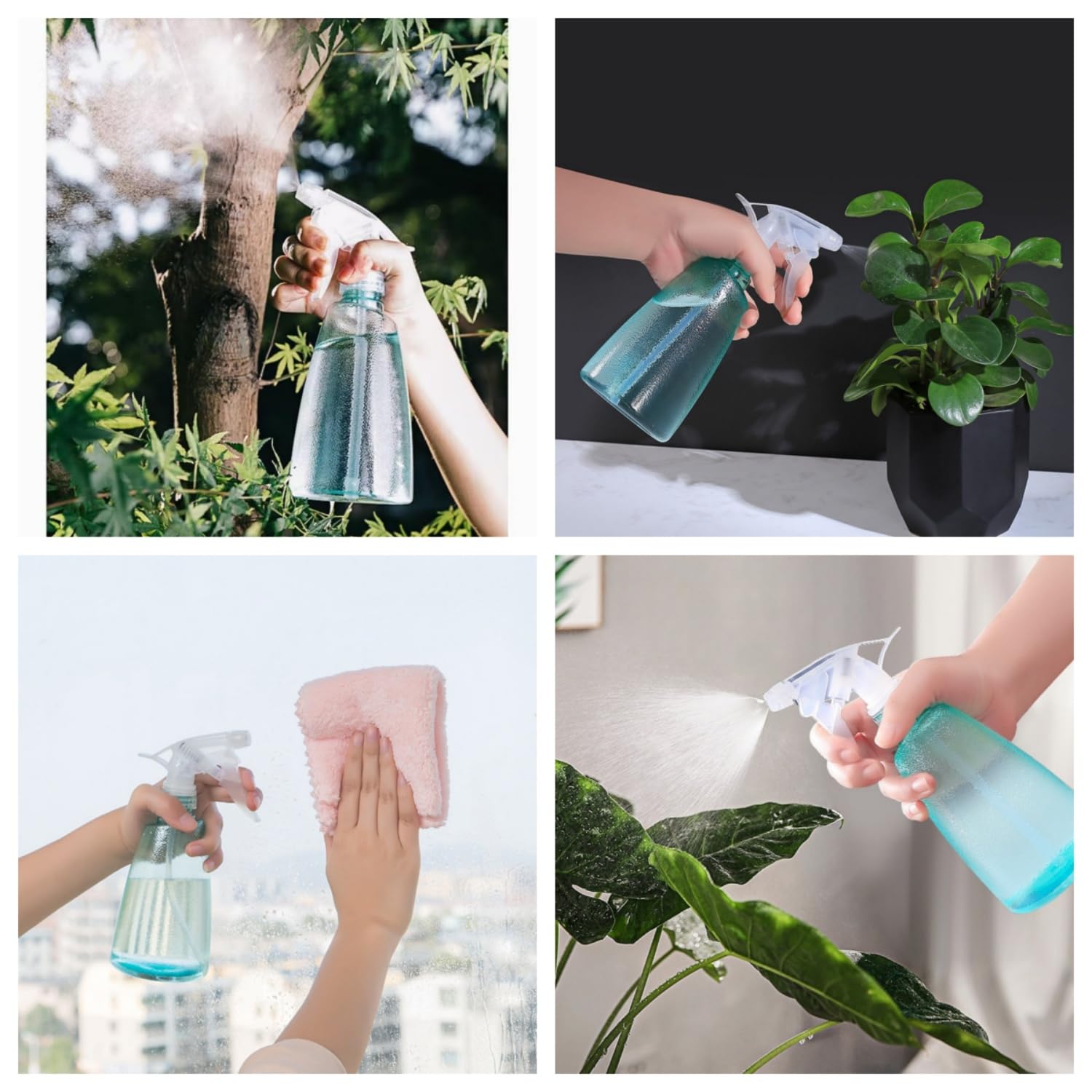 Alfven Pulverizadoras de Agua 500 ml 3 Botellas Atomizador de Plástico Reutilizable Spray Transparente para Limpieza