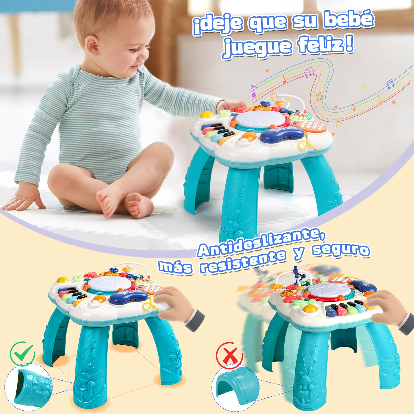 Juguetes Niños 1 año- Mesa Actividades Bebe Juguete Montessori Bebes Niña 1 2 años Navidad Regalo Instrumentos Musicales Infantiles Sonidos y Luces Educativos Regalos para Niños 1 2 años 9 12 Meses