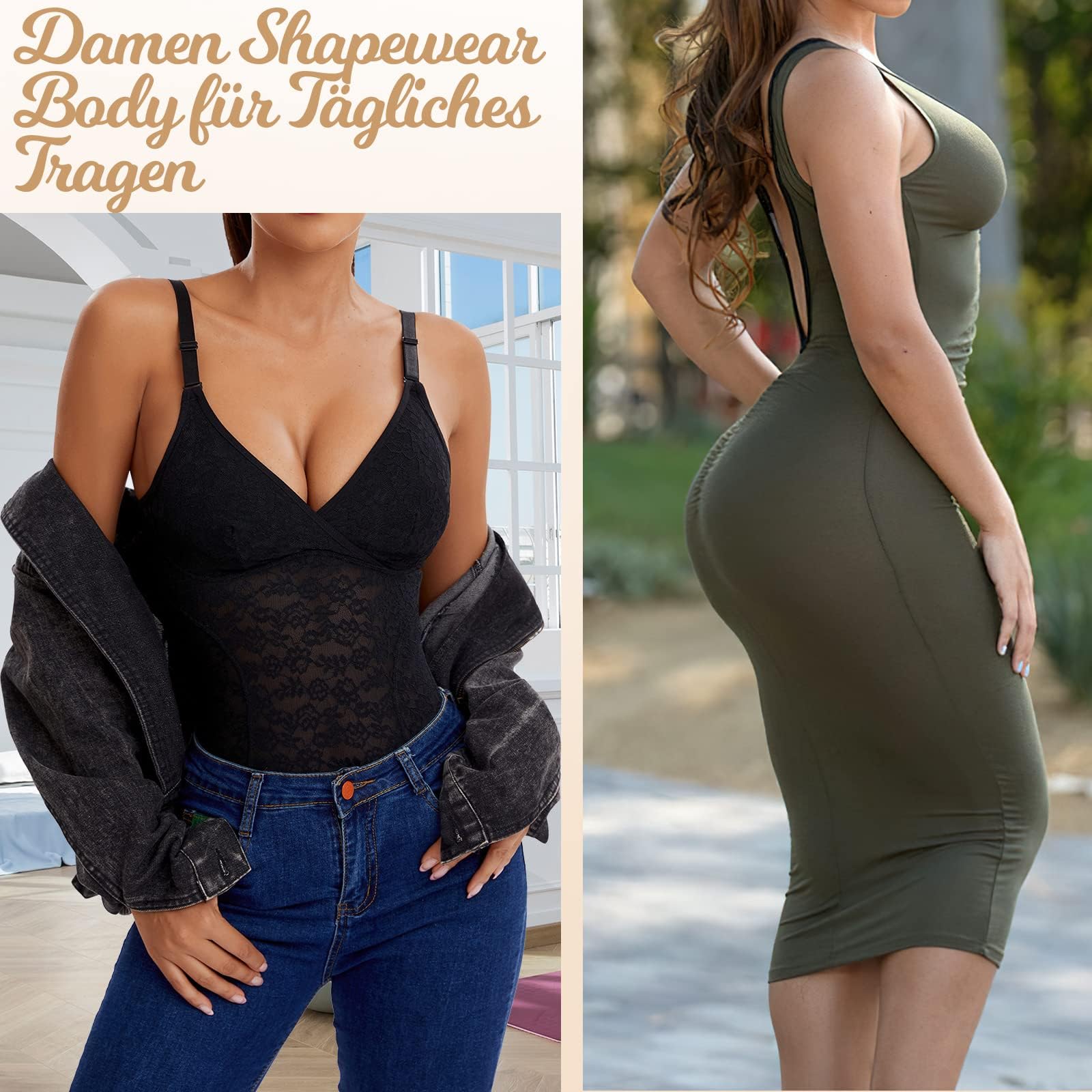 Joyshaper Shapewear Femme Body Sculptant Gaine Ventre Plat Shapewear Bodysuits Dentelle Col V Gaine Amincissante Body Shaper