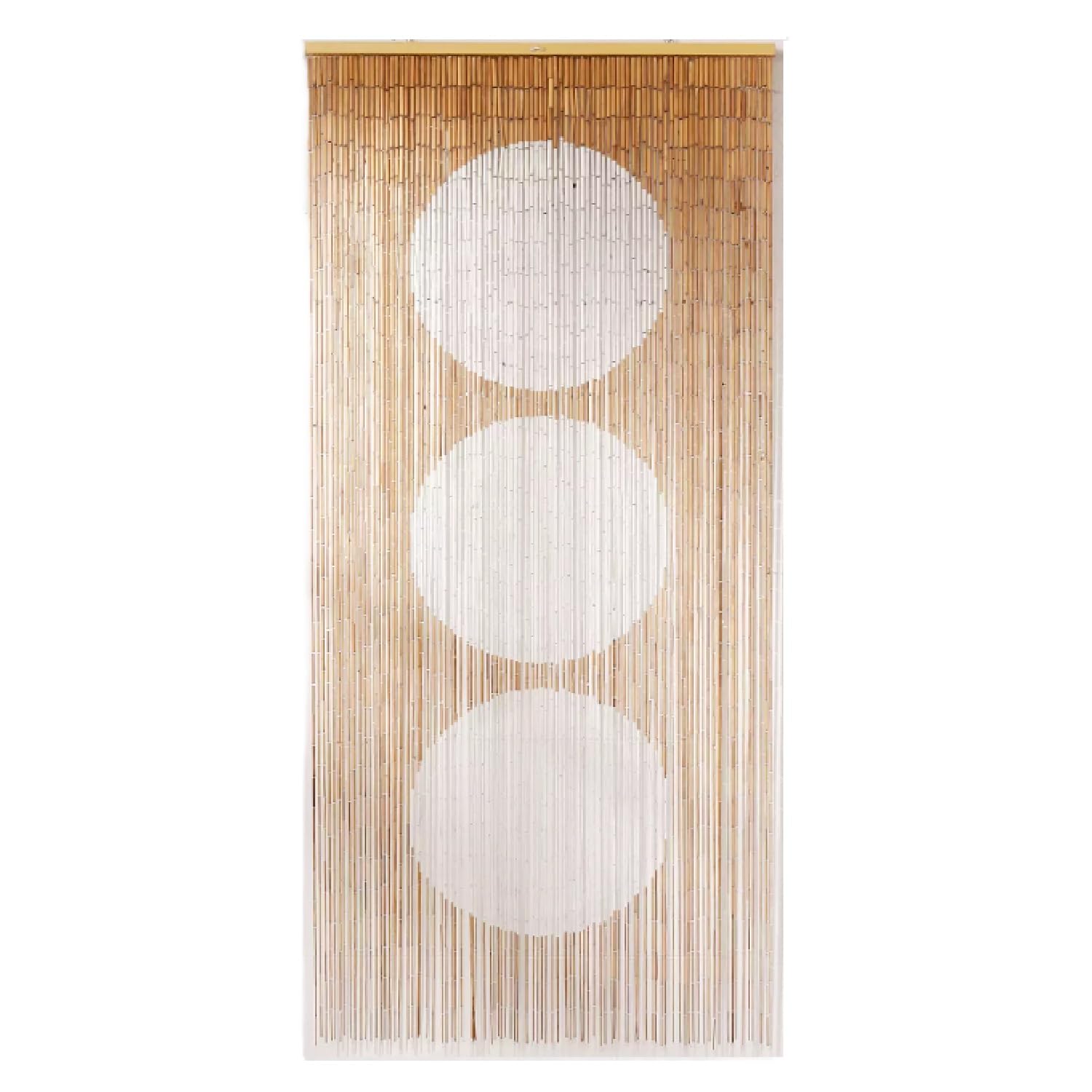 Triple Dots Wood Beaded Curtain for Doorway, 35.5" x 78" – Natural Door Beads for Closets, Entryways & Wall Decor – Handmade Hanging Bead Curtain for Home Decoration
