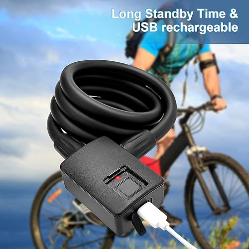 Miniatura 7 de Cable Bluetooth de bloqueo de huellas dactilares para bicicleta con aplicación abierta, control remoto, resistente al agua, registro de desbloqueo