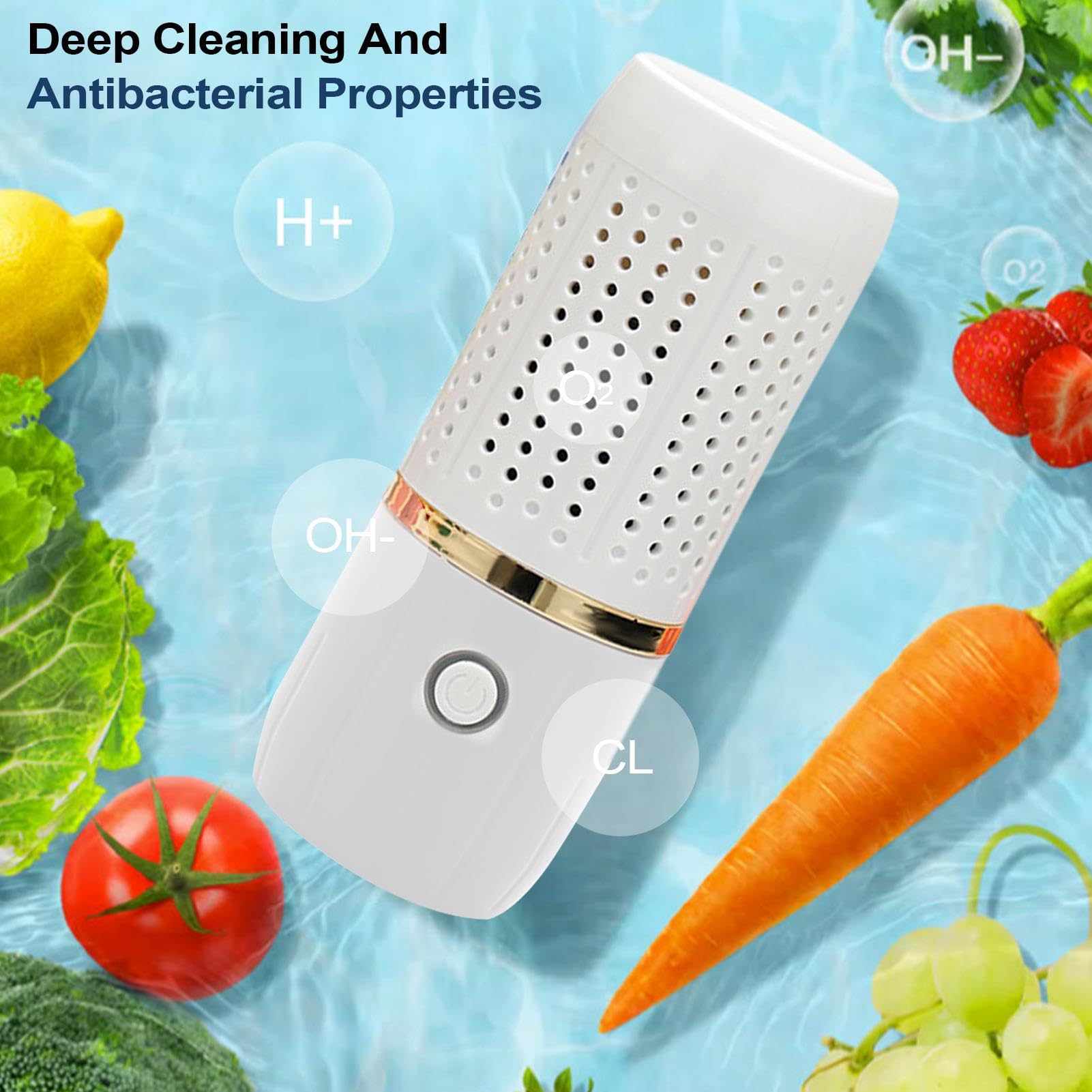 Fruit Washing Machine, USB Produce Cleaner, 3.86x3.86x6.1 Inches Cordless Food Purifier, Long Lasting Cleaning Device with Powerful Function for Cooking Kitchen Grain Preparation