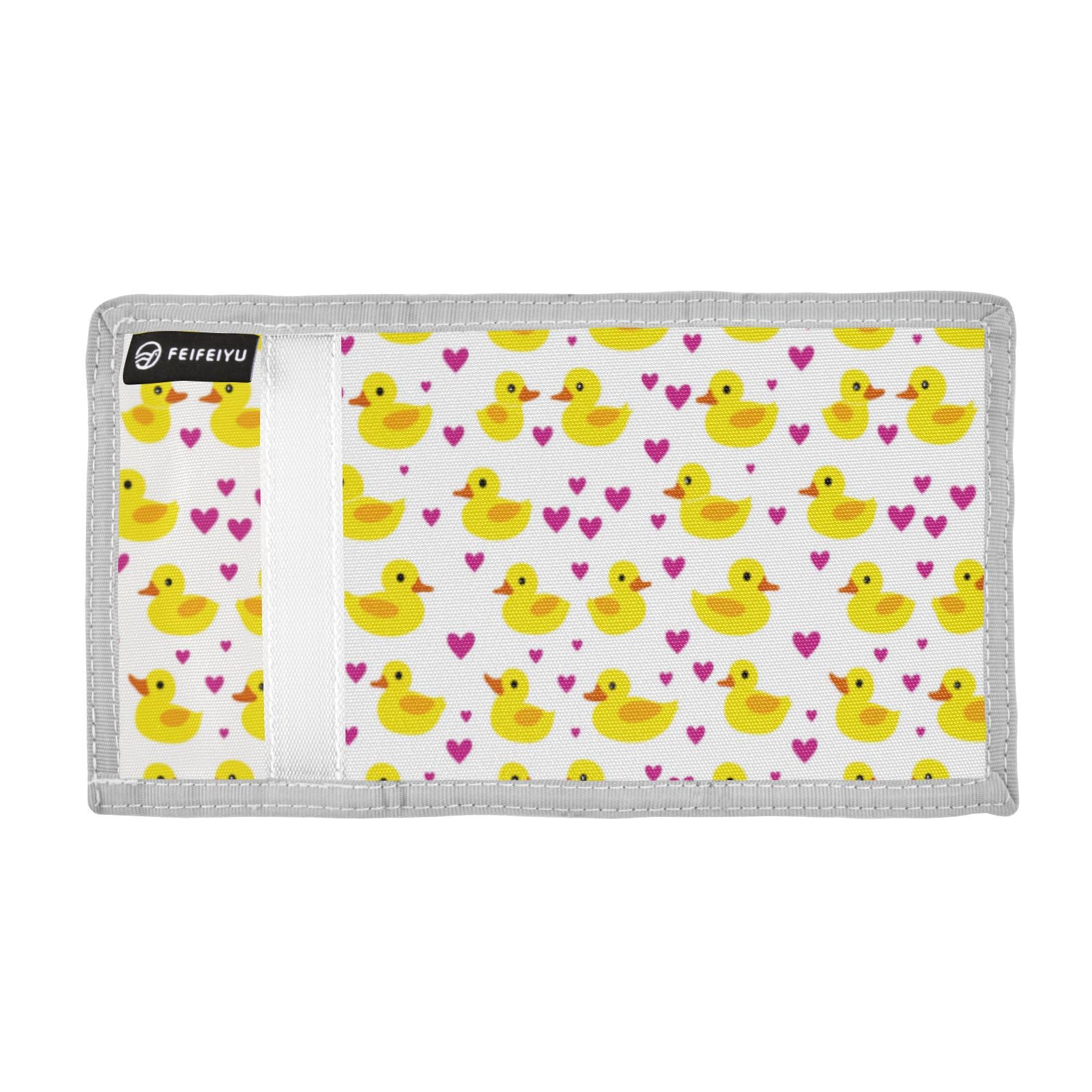 Wusikd Yellow Ducks Kids Wallet for Boys Girls Heart Polka Dots Toddler Trifold Wallet Novelty Wallet for Teens Women Men