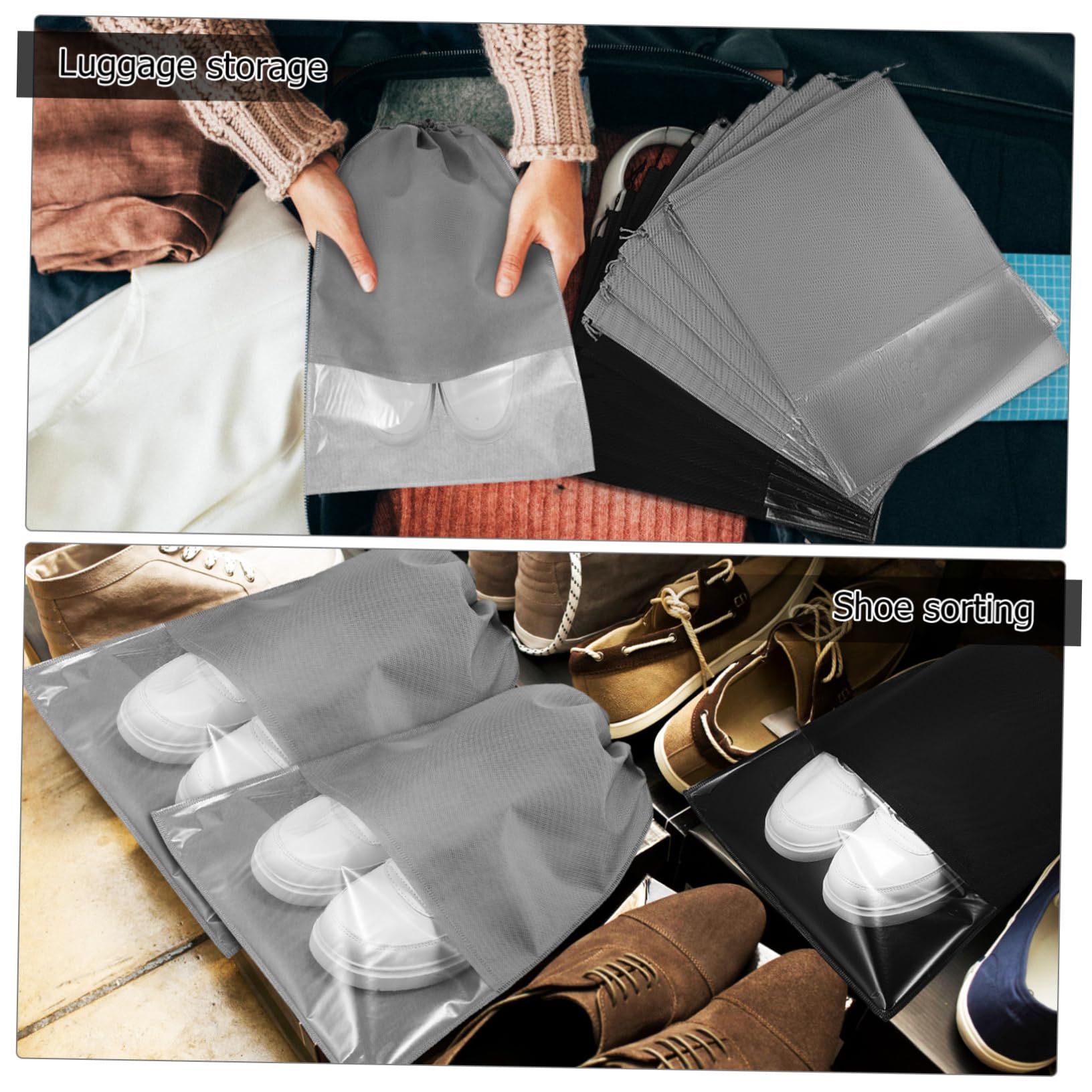 LIFKOME 20 Sacchetti Per Scarpe Con Coulisse Compatti E Riutilizzabili Per Viaggi Con Finestra Per Una Facile Identificazione Per Uomini Donne E Scarpe