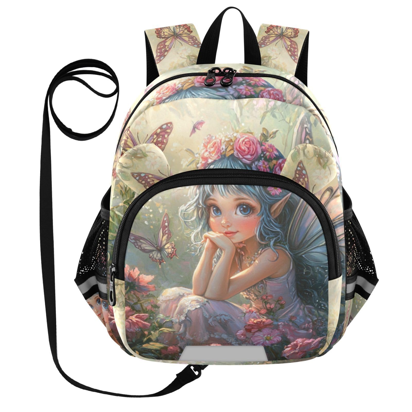 Fairy Butterfly Garden Toddler Harness Backpack for Boys Girls 3-6 Years Kids Backpack with Anti Lost Safety Leash Baby Protection Backpack for Walking Travel Preschool