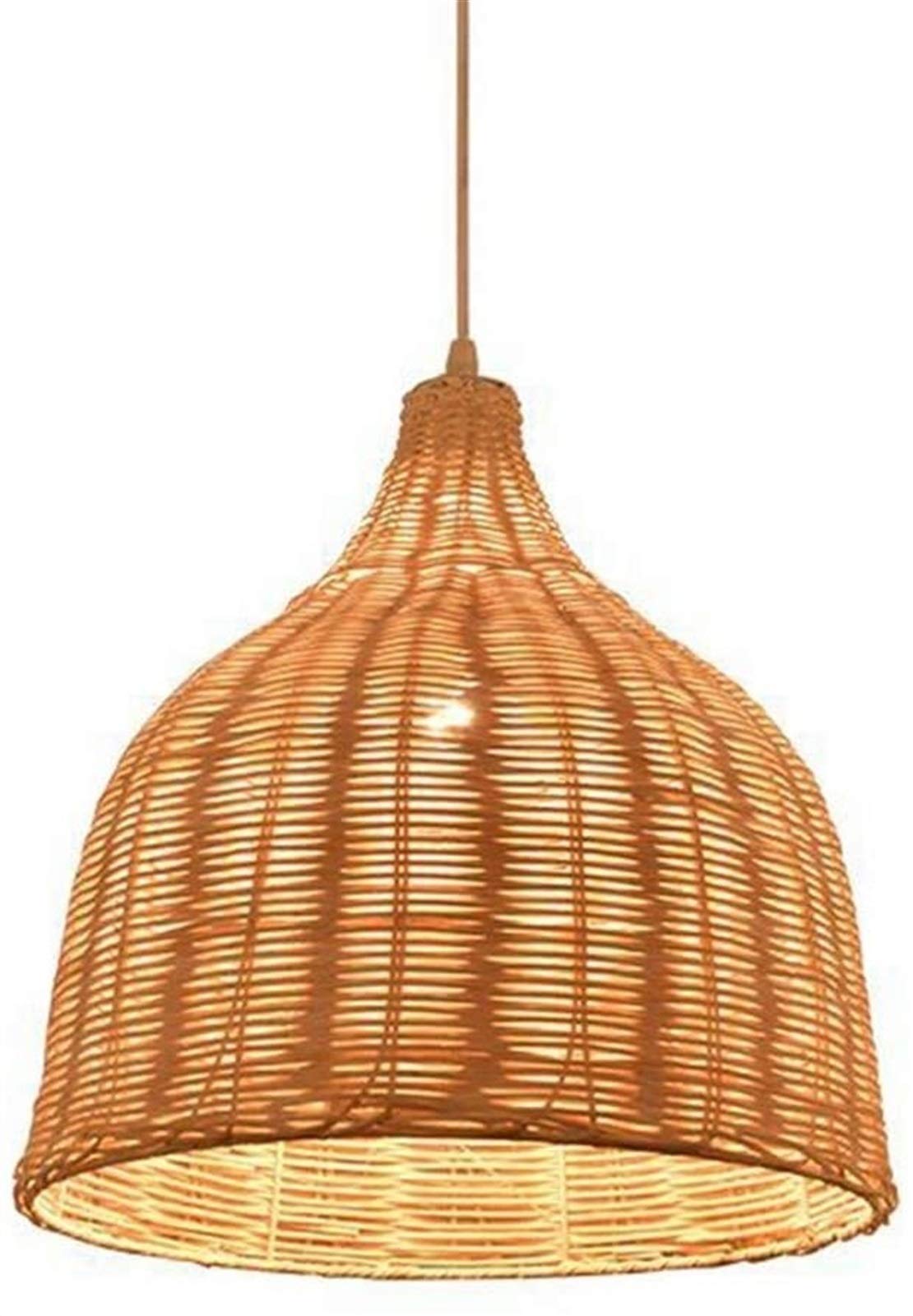 Linterna de mimbre colgante con cable ajustable y pantalla creativa tejida 8