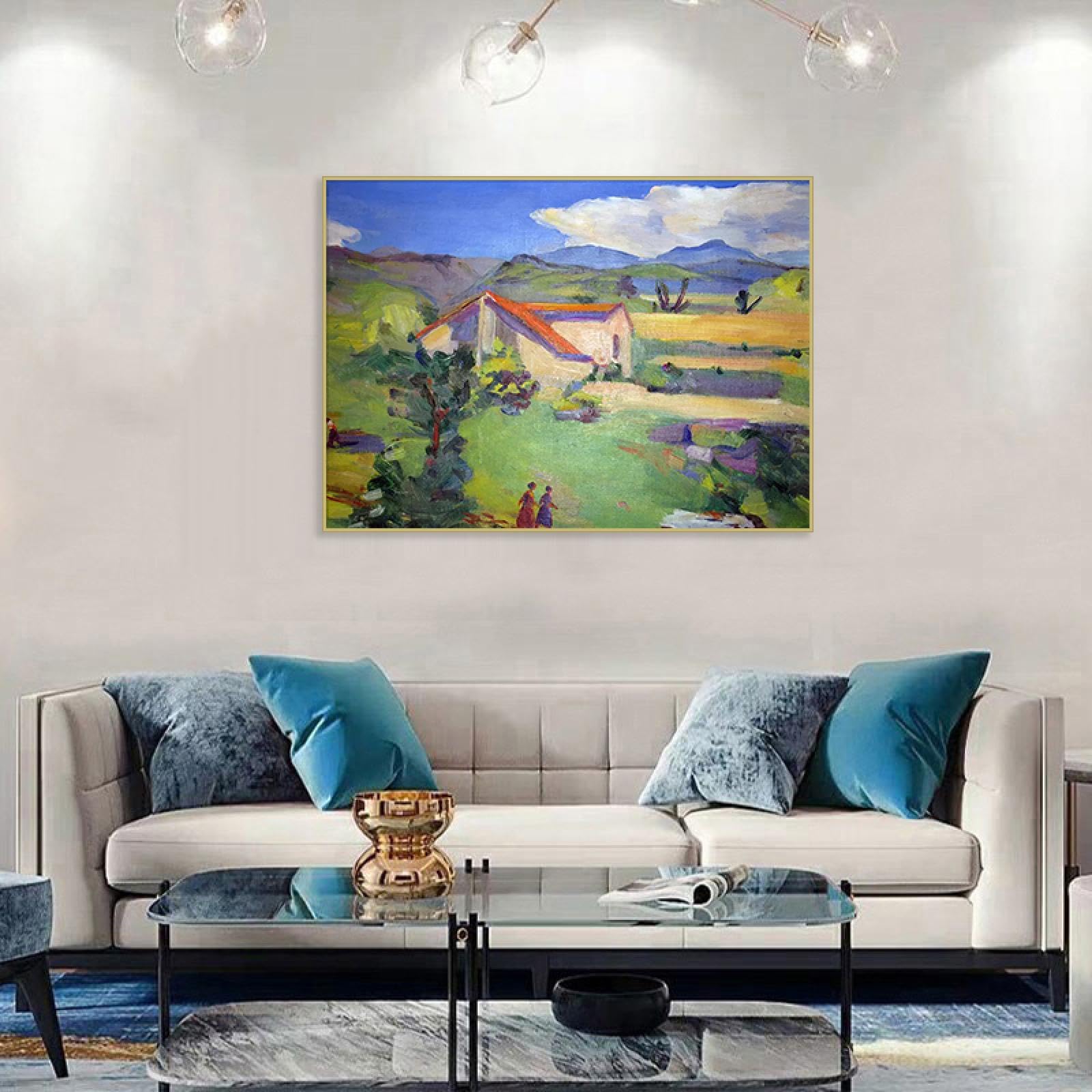 RKGHDCX Pinturas en lienzo-Reproducciones de Famosos cuadros artísticos de pared carteles e impresiones para decoración del hogar(cabina) 60x80cm24 x32 Marco dorado