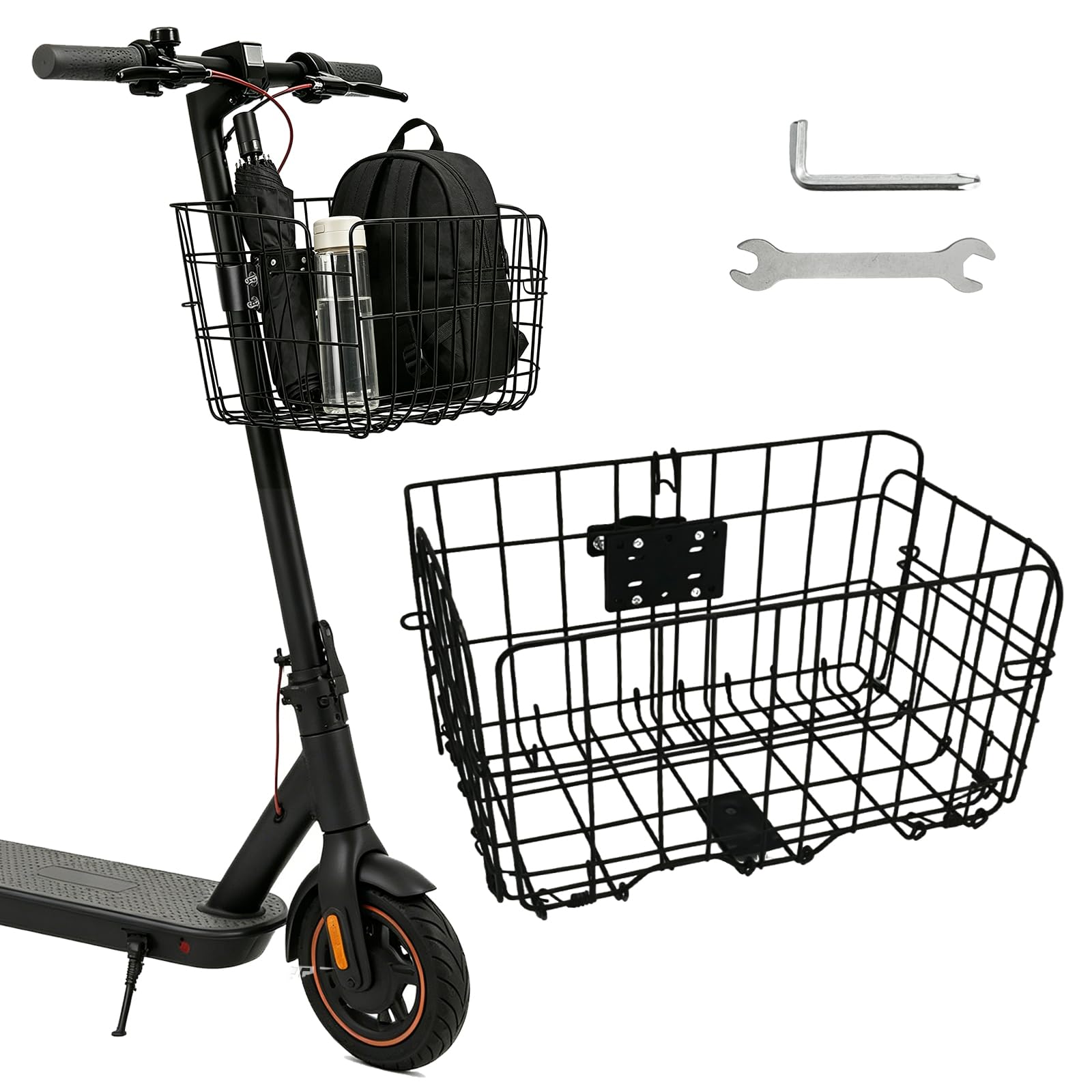 Panier Avant Trottinette Électrique, Panier Avant pour Trottinette 33,5×23×18cm, Panier de Trottinettes, Panier Avants Amovible Rapide pour Vélos Pliants Trottinettes