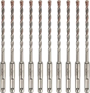 HLOFIZI 1/4" Masonry Drill Bits SDS Plus Hammer Drill Bit 6" Length, 1/4 inch Concrete Drill Bit Carbide Tipped for Brick, Block Wall, Stone, 10 Pack