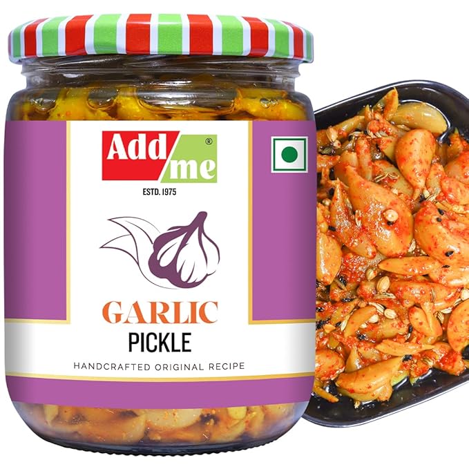 Add me Garlic Pickle 500gm Lassan Lahsun Ka Achar Home Made Tasty Pickles Glass Pack of 1