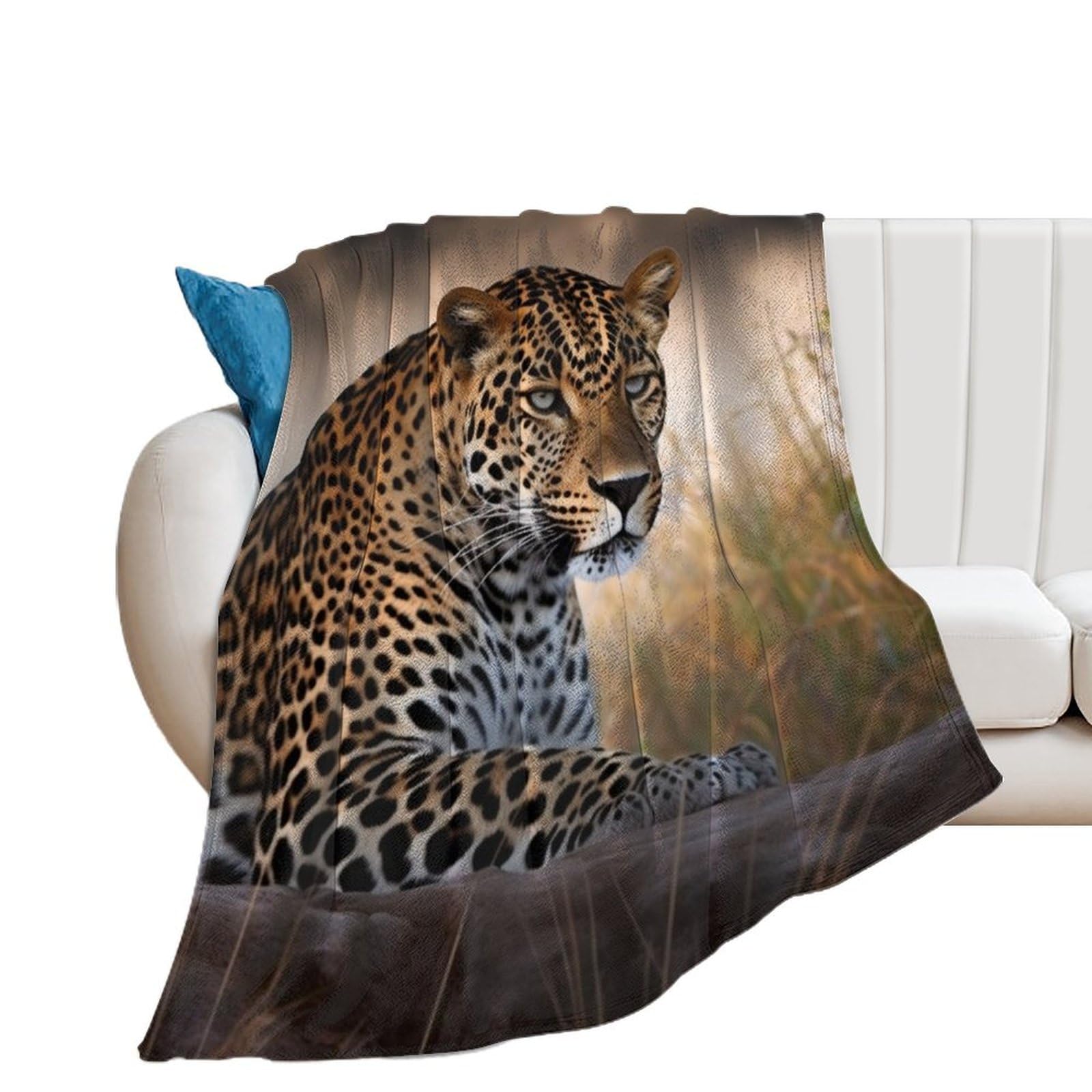 Couverture léopard en flanelle douce de 130x150 cm pour lit et canapé