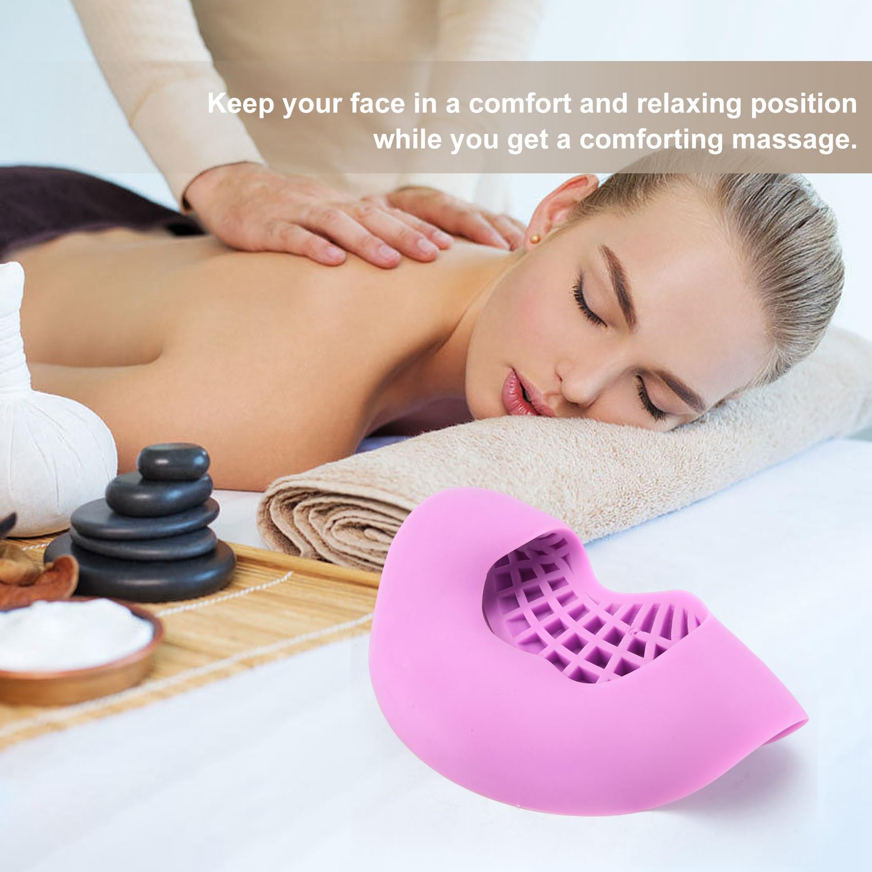 Jevina Almohada de silicona para la cara de cuna, cojín de masaje púrpura para de belleza, diseño antideslizante, duradero
