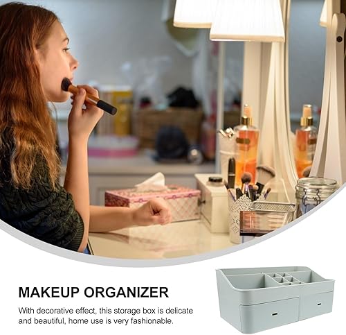 Miniatura 5 de Cabilock Organizador de maquillaje para encimera de baño, estante de almacenamiento de plástico, soporte para brochas de maquillaje, organizador de