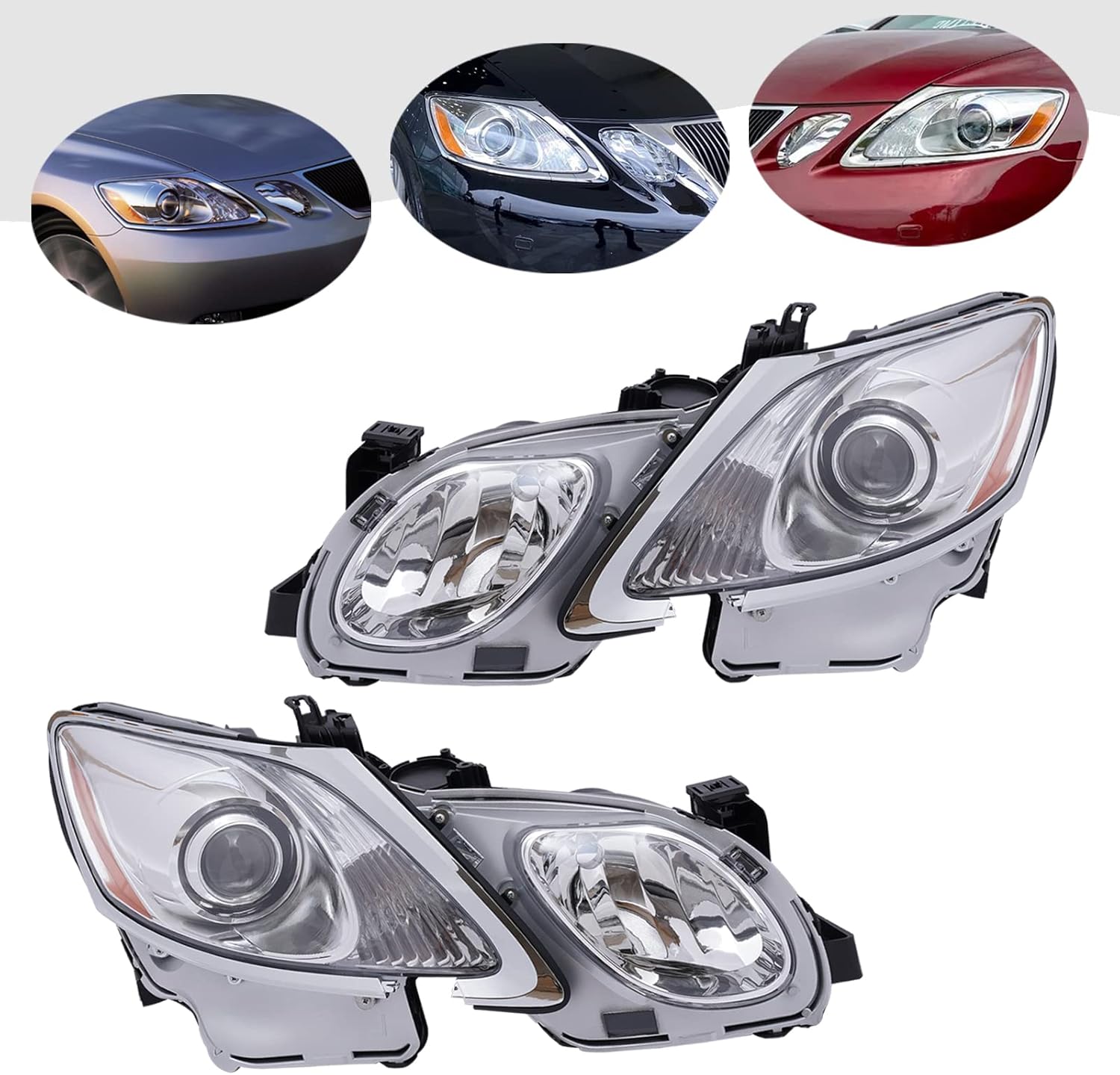 HID Xenon Automobile Front Headlights W/O AFS Fit For Lexus GS Series GS300/GS350/GS430/GS450h/GS460 2006-2011 Headlight Headlamp W/O AFS, 8114030B60, 8114030B51 (Driver + Passenger Side)