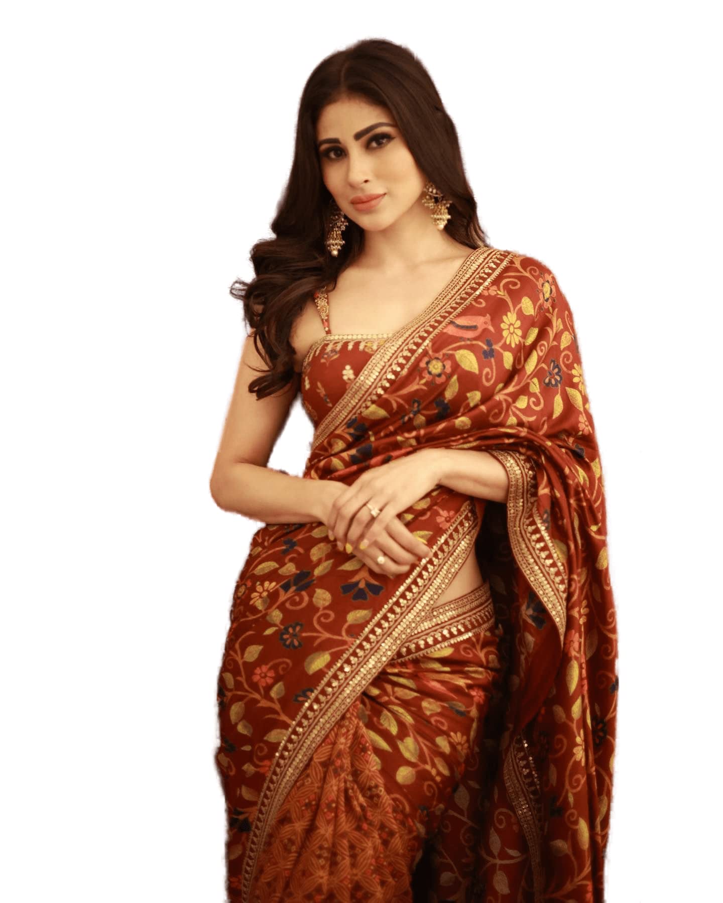 BishtHub Fashion Women's Printed Georgette Party Wear Indian Saree With Unstitched Blouse Piece
