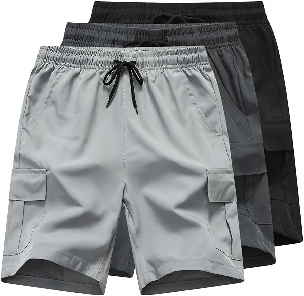 HONCAN Boys Pull on Cargo Shorts, Outdoor Kids Quick Dry Hiking Shorts in use